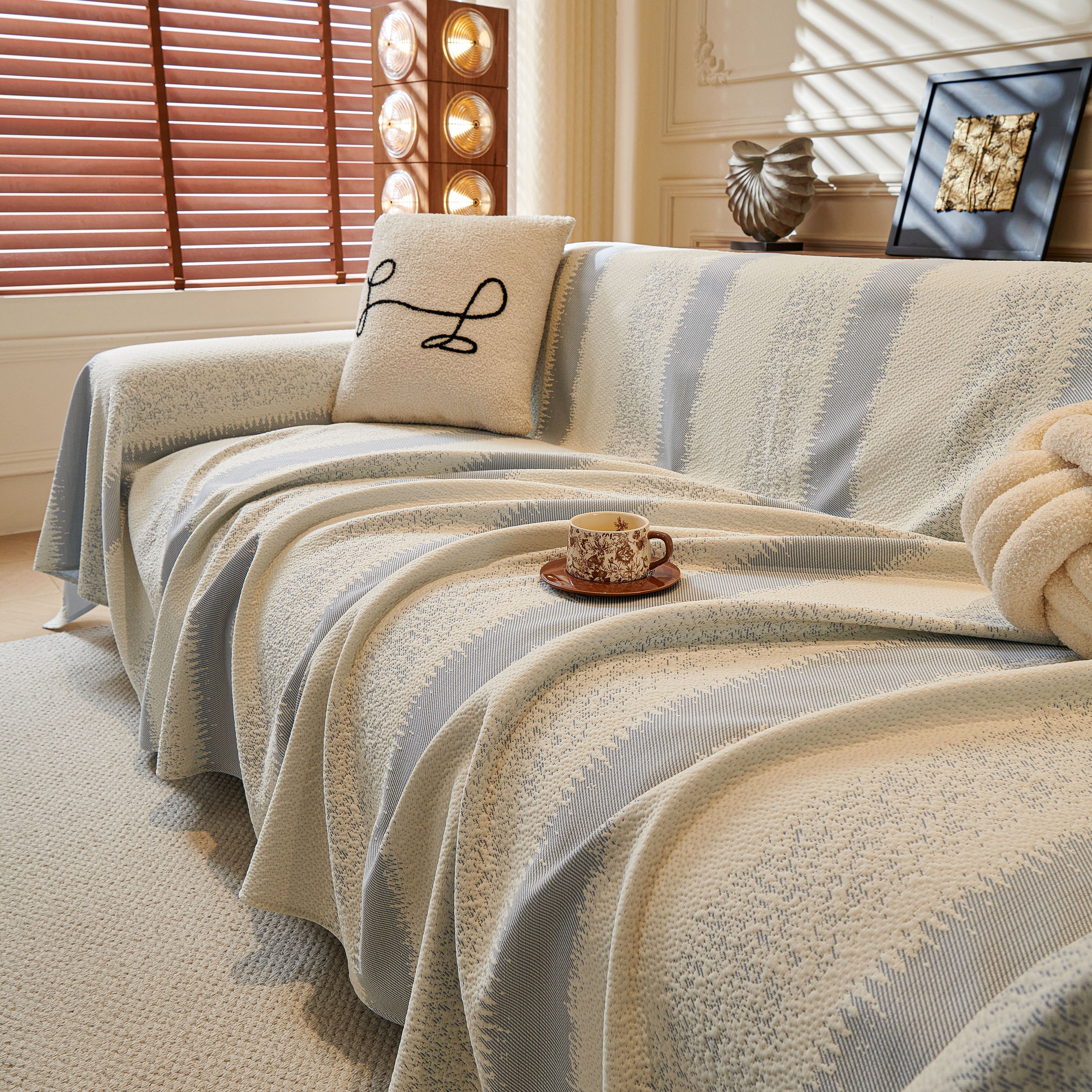Modern Striped Sofa Throw Blanket, Lightweight Couch Cover for Summer Seating - Image 14