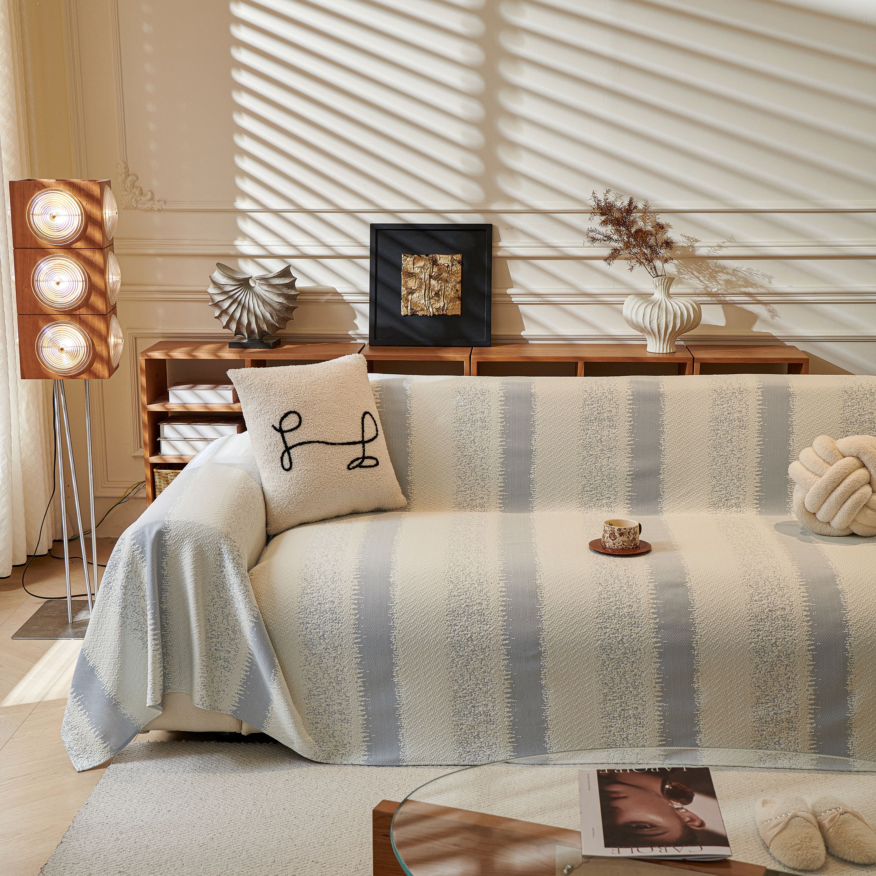 Modern Striped Sofa Throw Blanket, Lightweight Couch Cover for Summer Seating - Image 19
