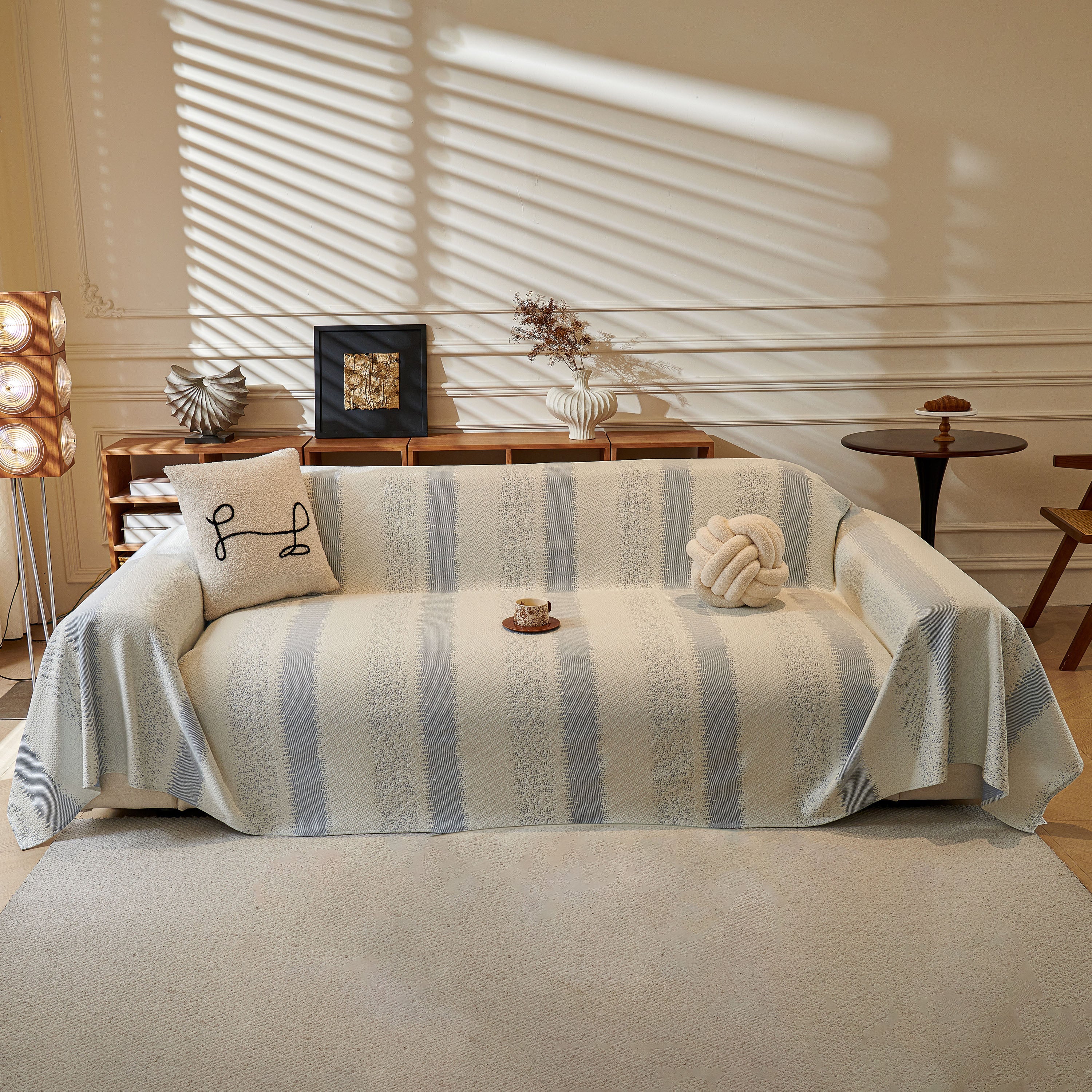 Modern Striped Sofa Throw Blanket, Lightweight Couch Cover for Summer Seating - Image 2
