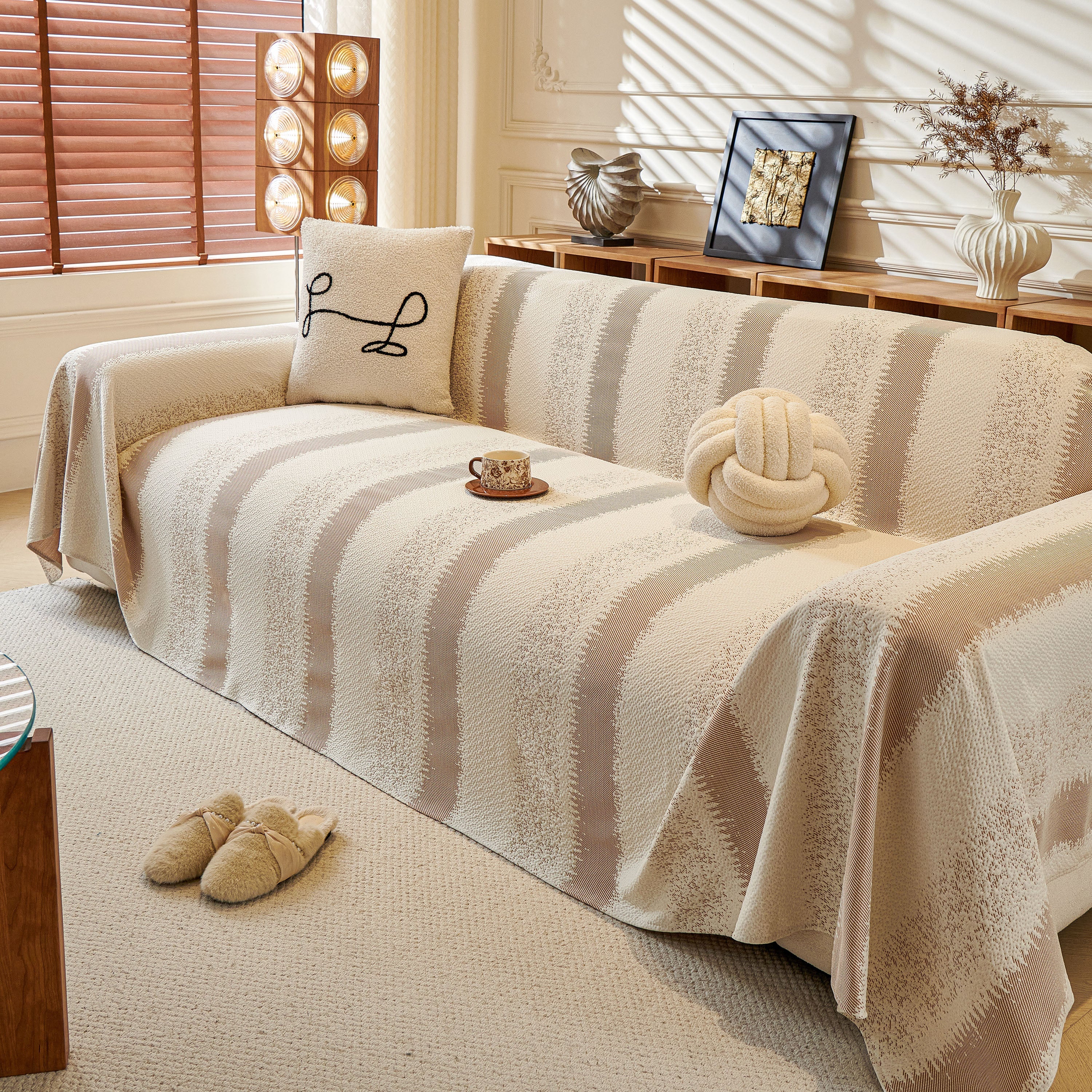 Modern Striped Sofa Throw Blanket, Lightweight Couch Cover for Summer Seating - Image 20