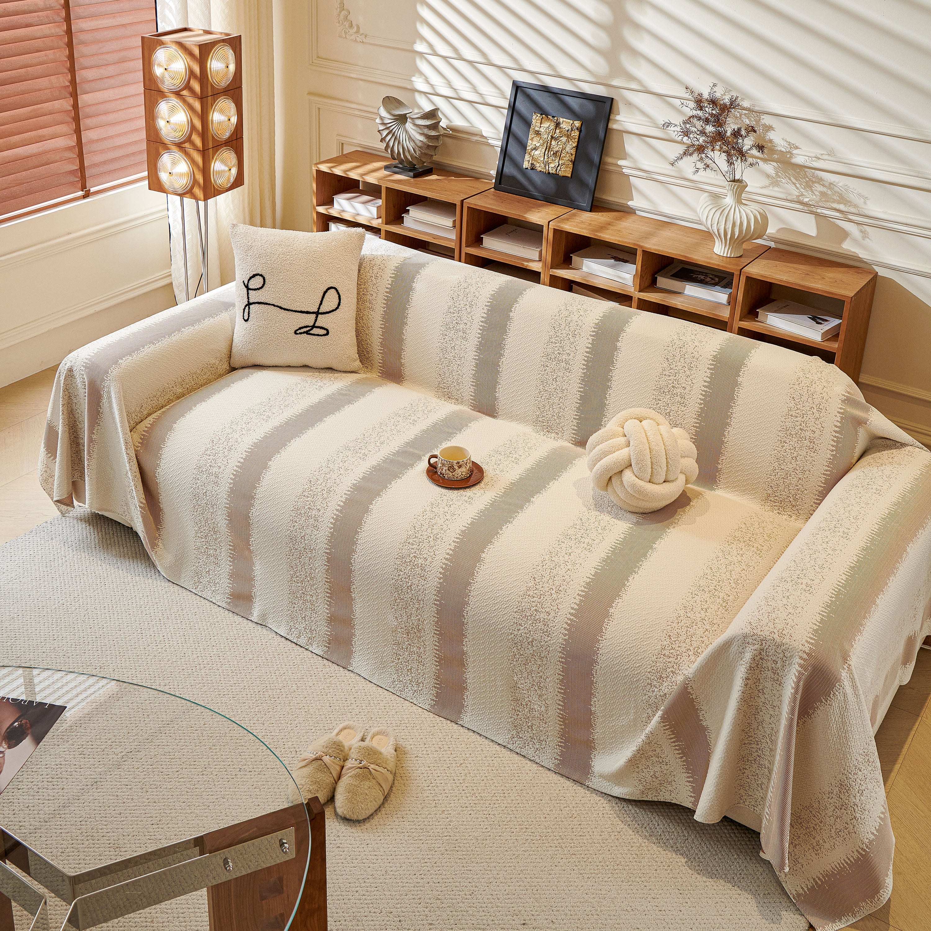 Modern Striped Sofa Throw Blanket, Lightweight Couch Cover for Summer Seating - Image 22