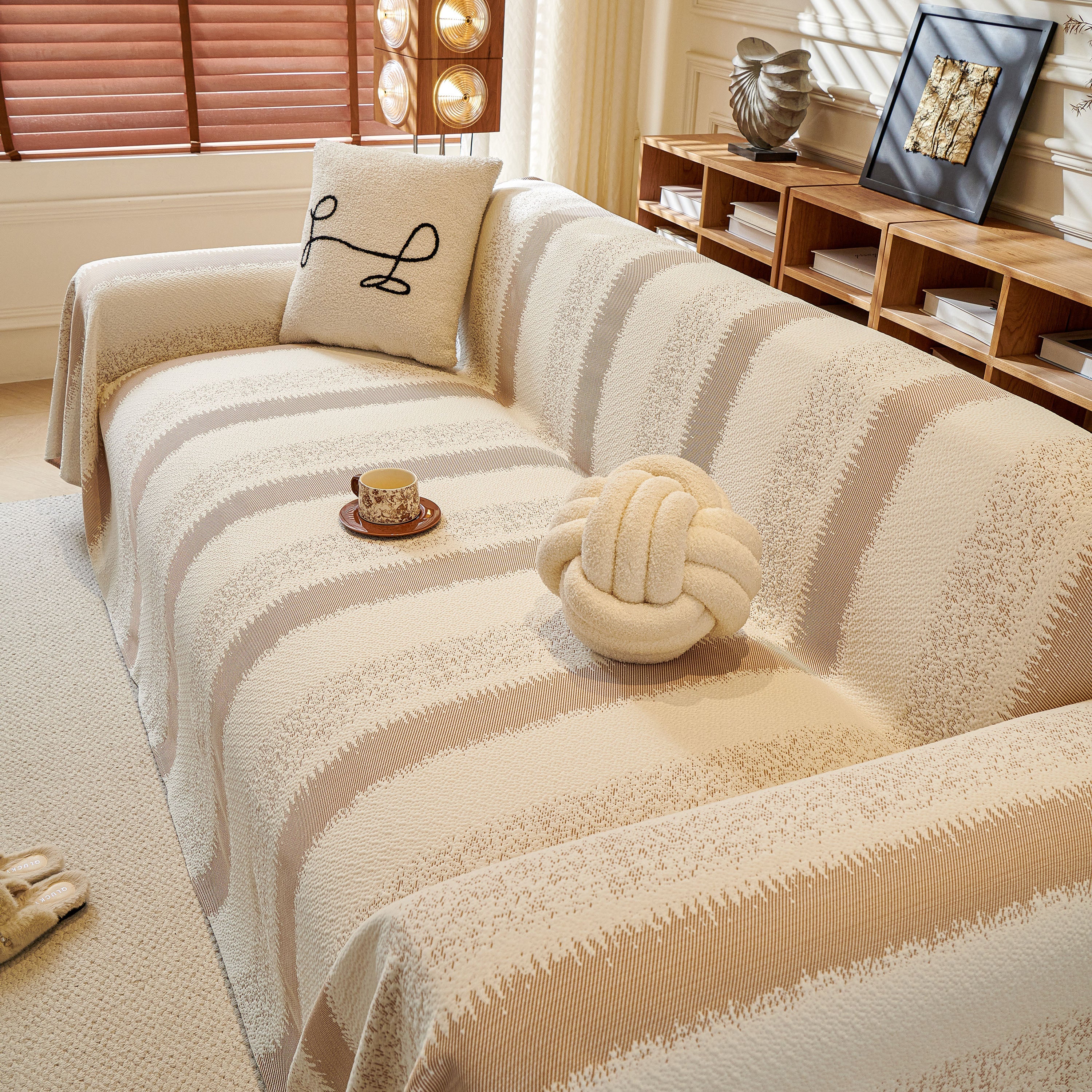 Modern Striped Sofa Throw Blanket, Lightweight Couch Cover for Summer Seating - Image 24