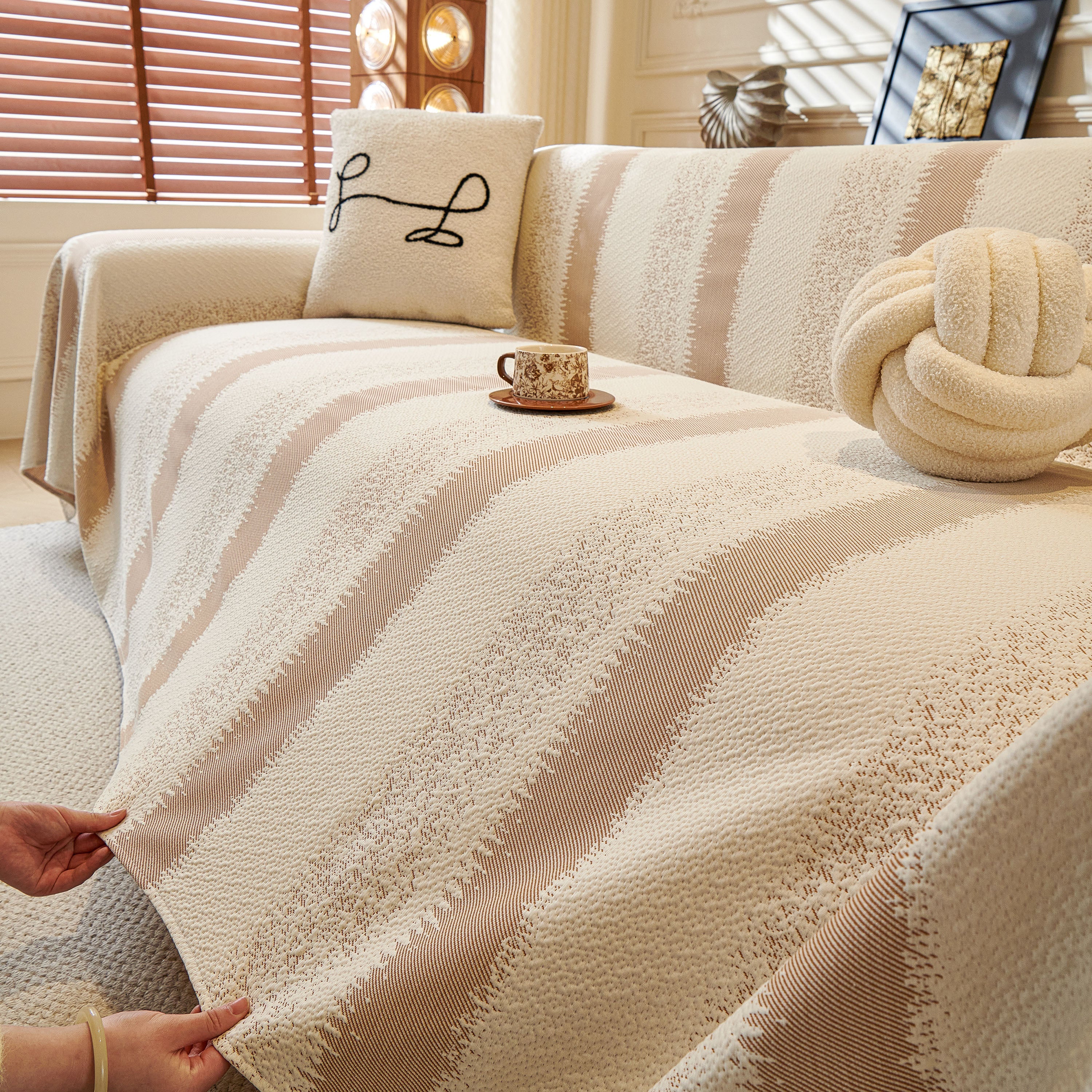 Modern Striped Sofa Throw Blanket, Lightweight Couch Cover for Summer Seating - Image 28