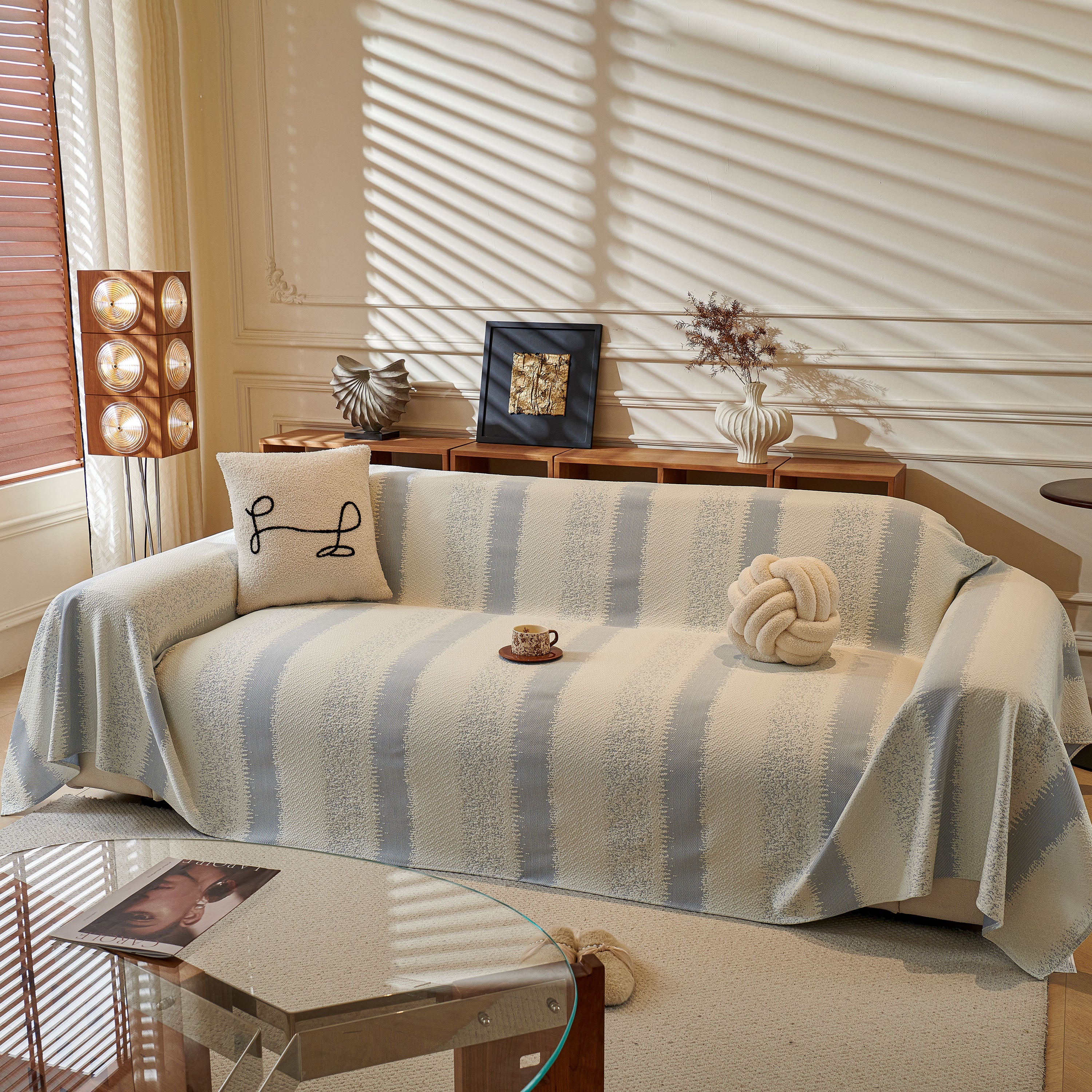 Modern Striped Sofa Throw Blanket, Lightweight Couch Cover for Summer Seating - Image 3