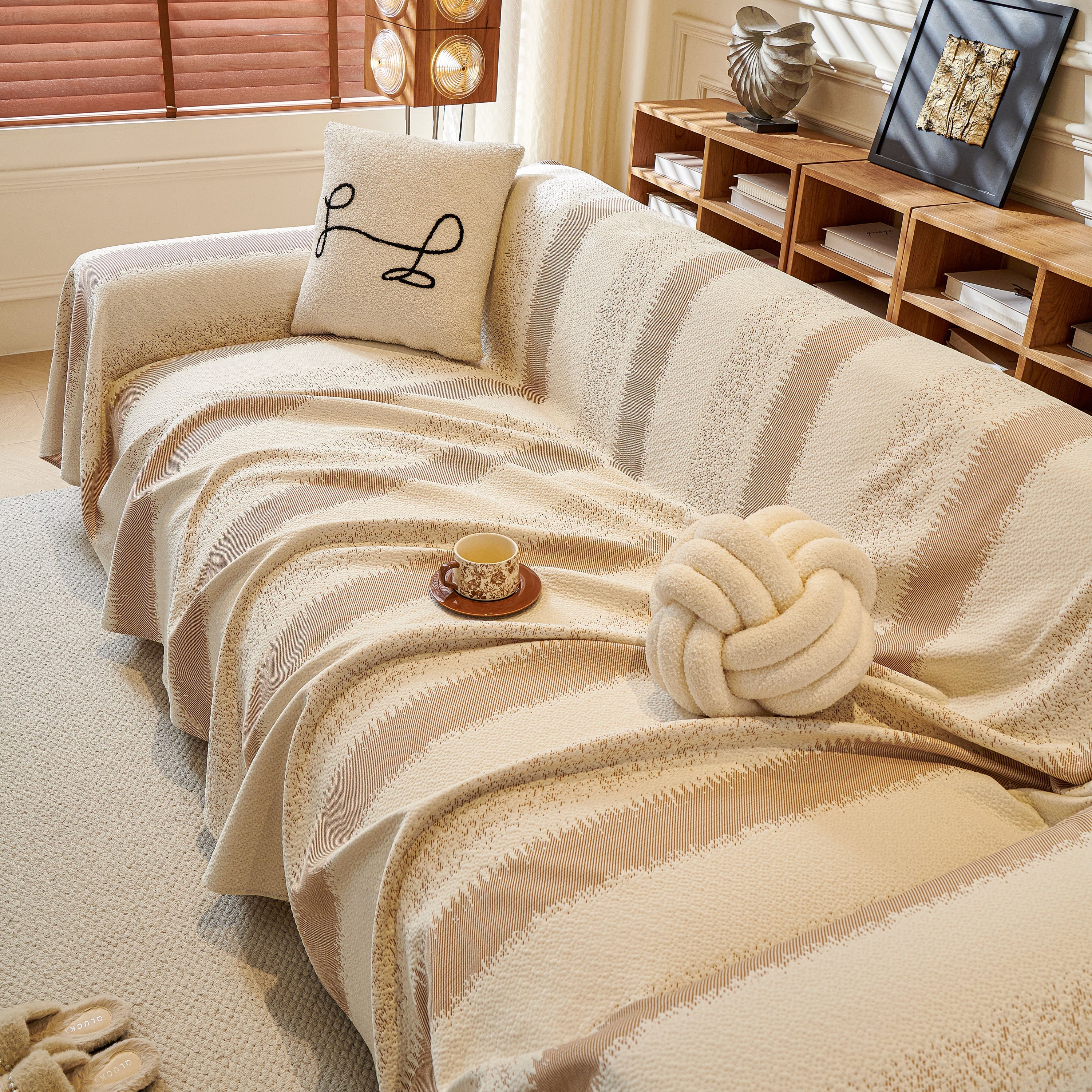 Modern Striped Sofa Throw Blanket, Lightweight Couch Cover for Summer Seating - Image 30