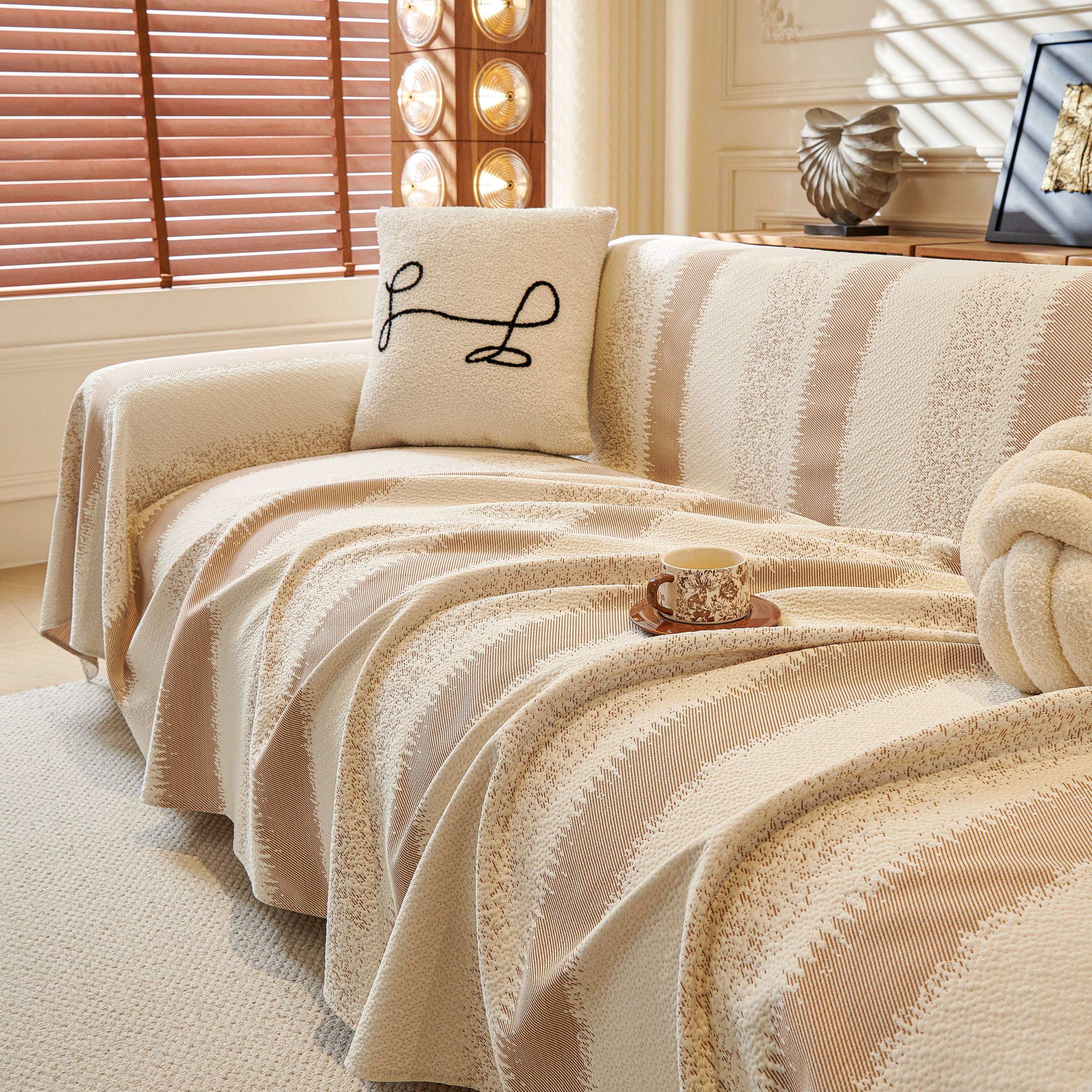 Modern Striped Sofa Throw Blanket, Lightweight Couch Cover for Summer Seating - Image 31