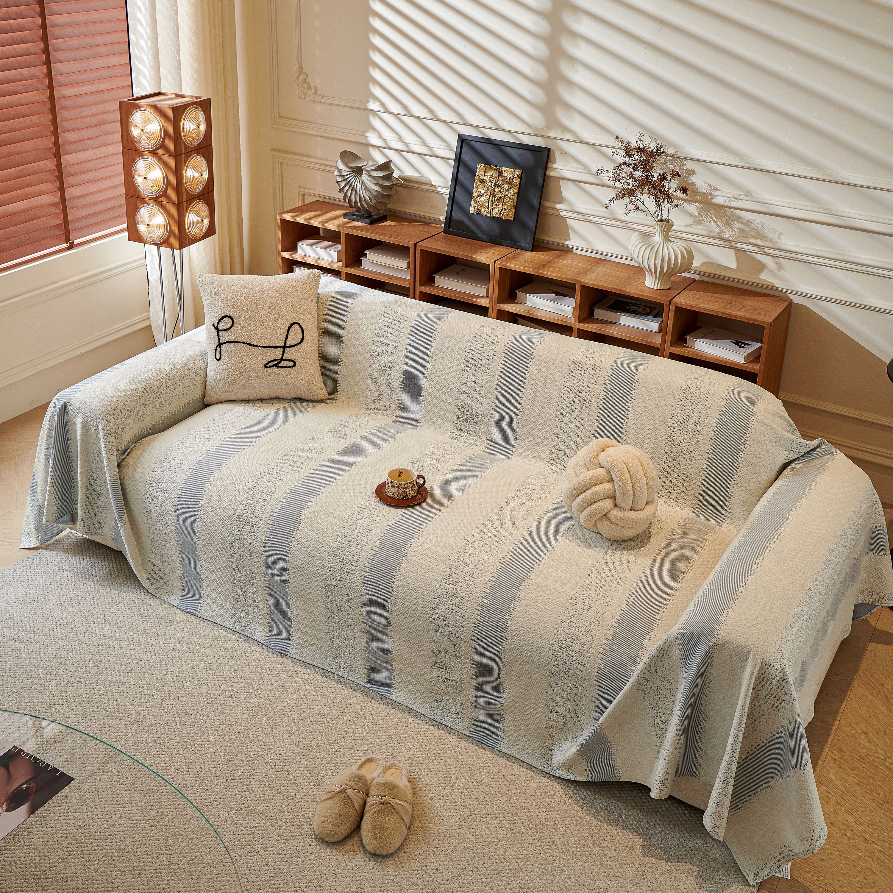 Modern Striped Sofa Throw Blanket, Lightweight Couch Cover for Summer Seating - Image 4