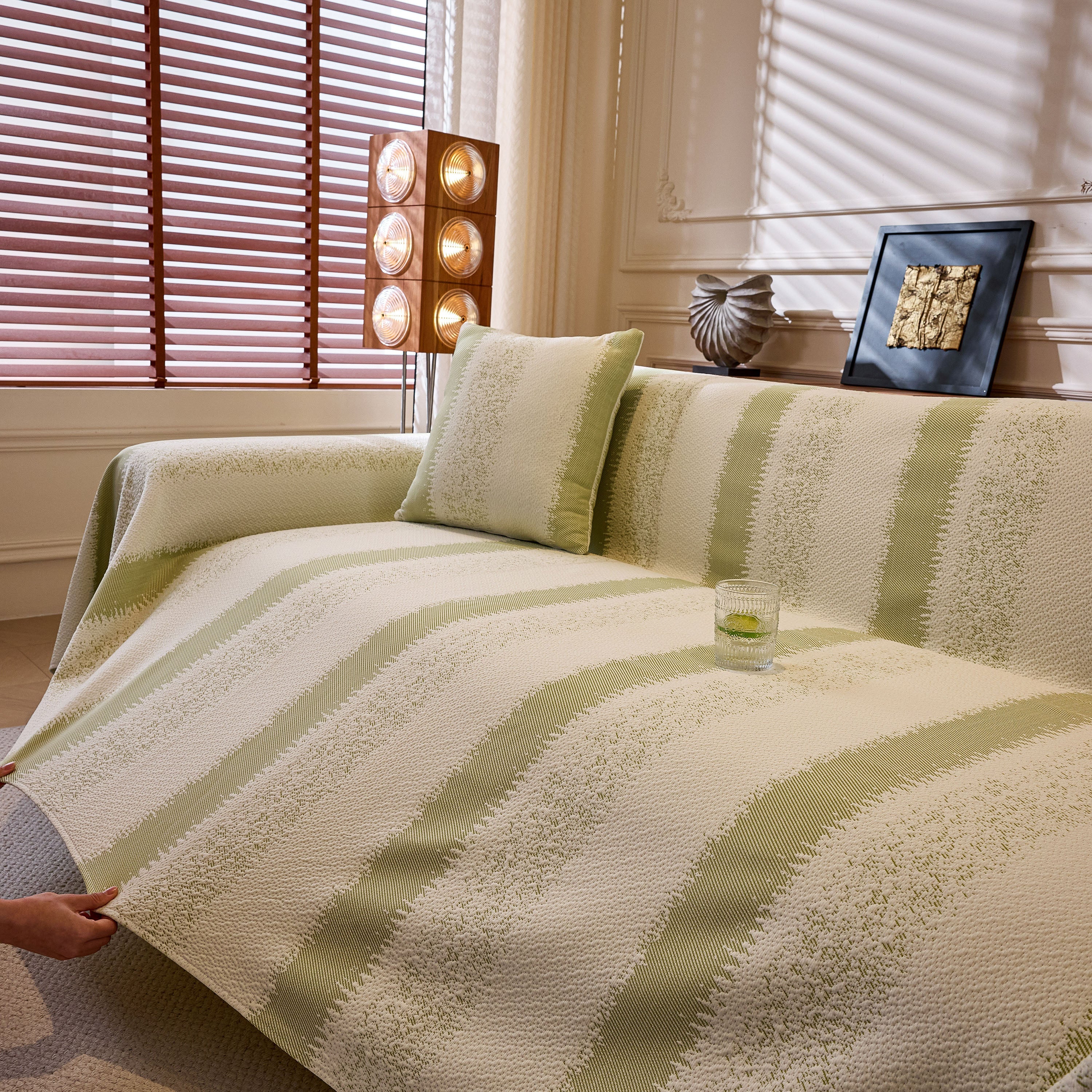 Modern Striped Sofa Throw Blanket, Lightweight Couch Cover for Summer Seating - Image 43
