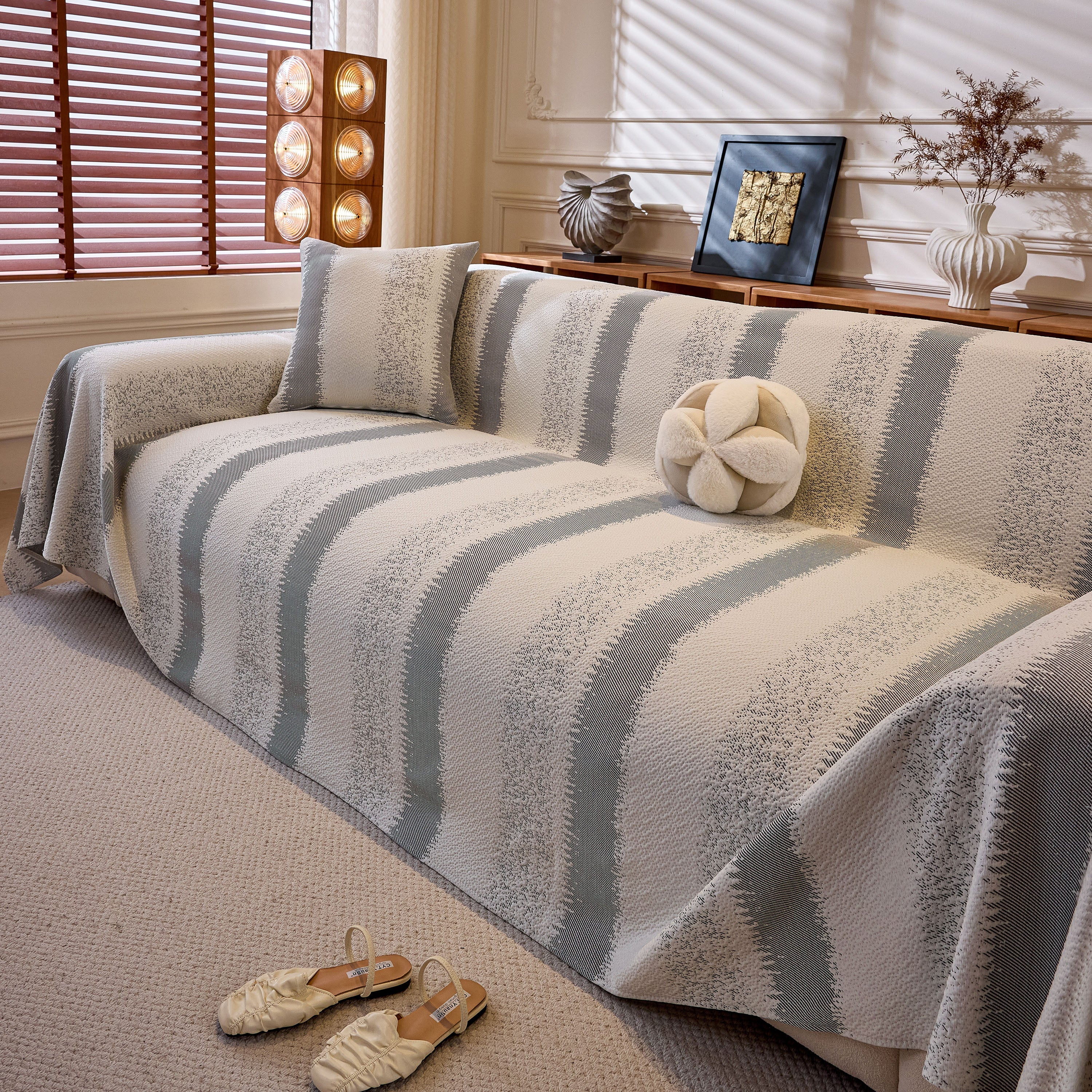 Modern Striped Sofa Throw Blanket, Lightweight Couch Cover for Summer Seating - Image 52