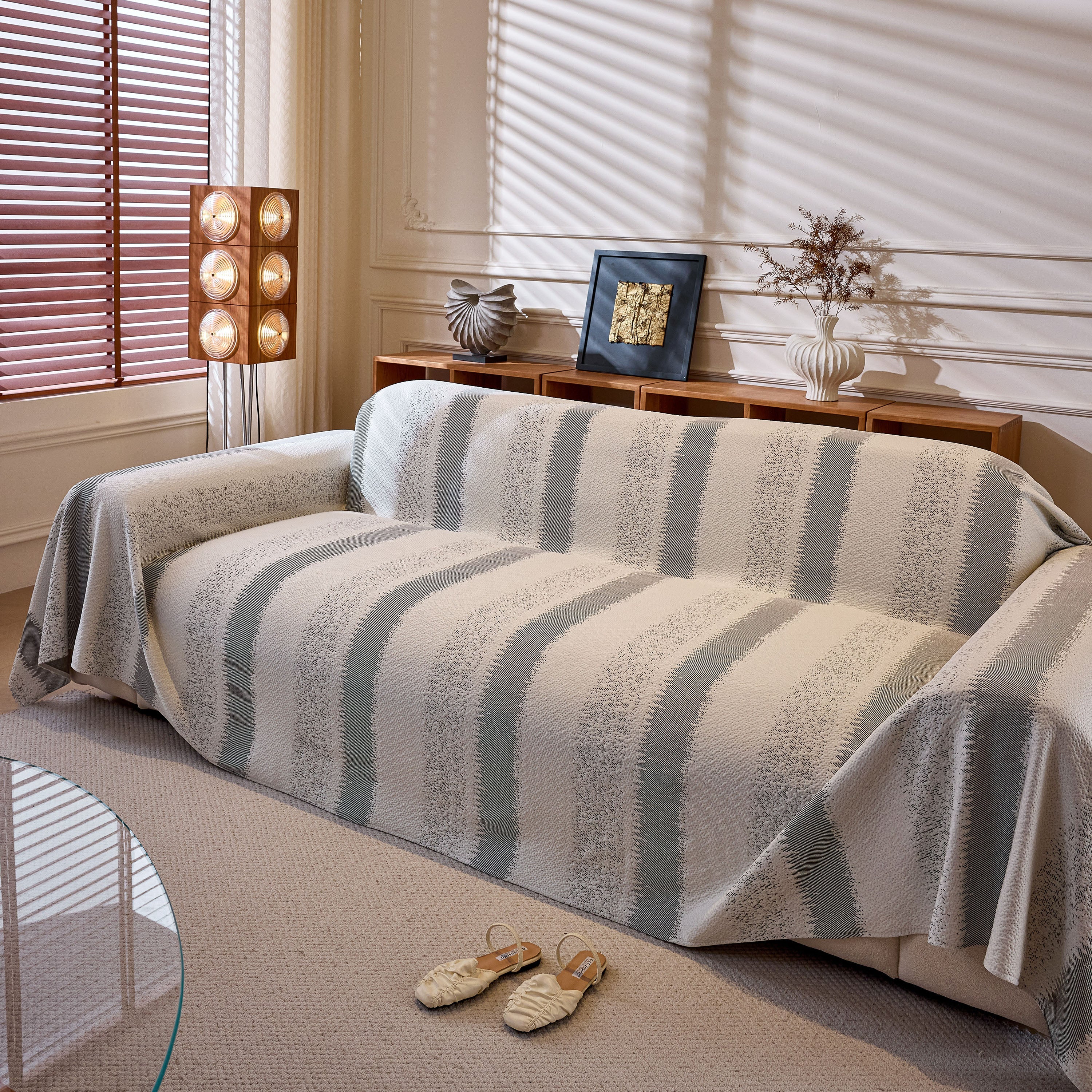 Modern Striped Sofa Throw Blanket, Lightweight Couch Cover for Summer Seating - Image 54
