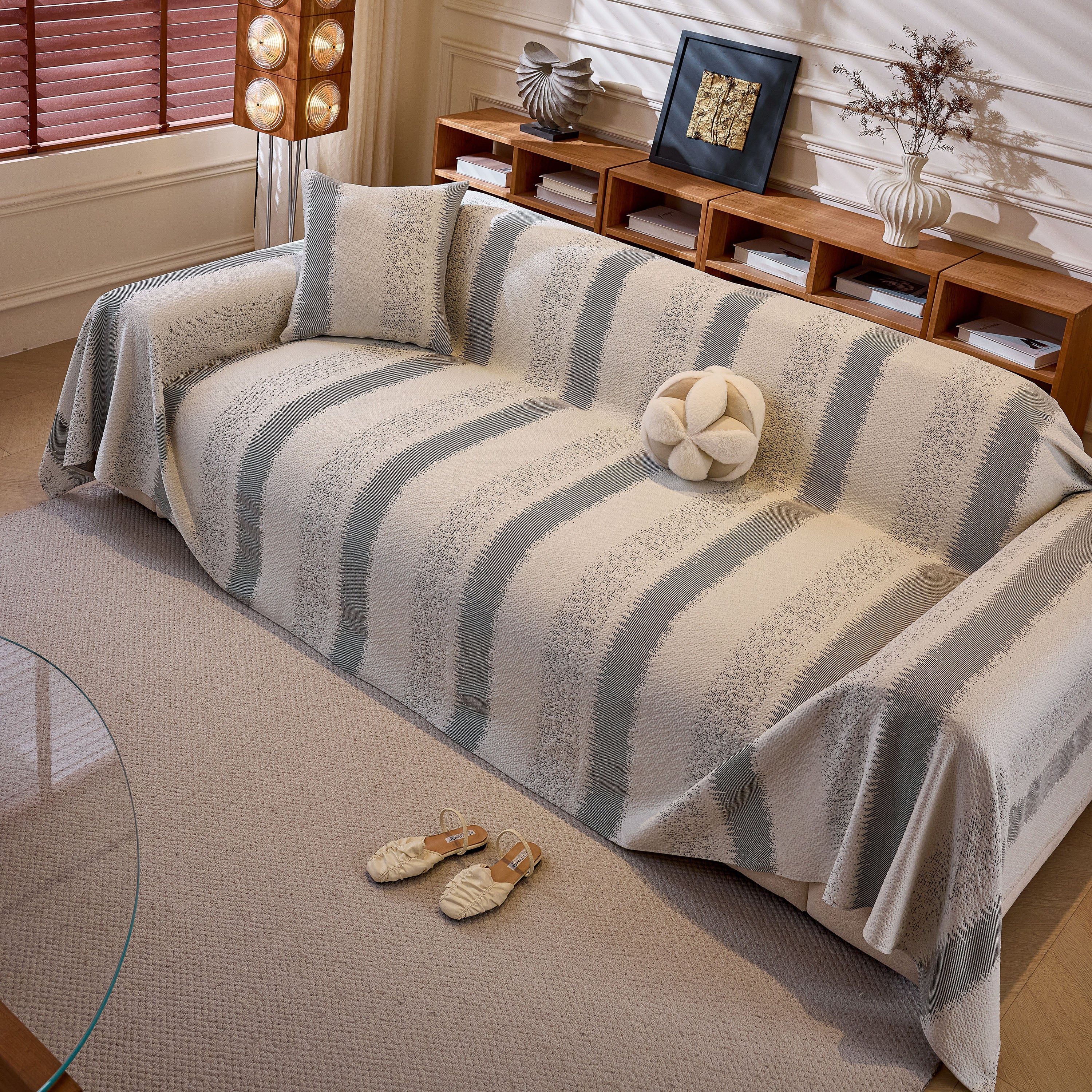 Modern Striped Sofa Throw Blanket, Lightweight Couch Cover for Summer Seating - Image 56