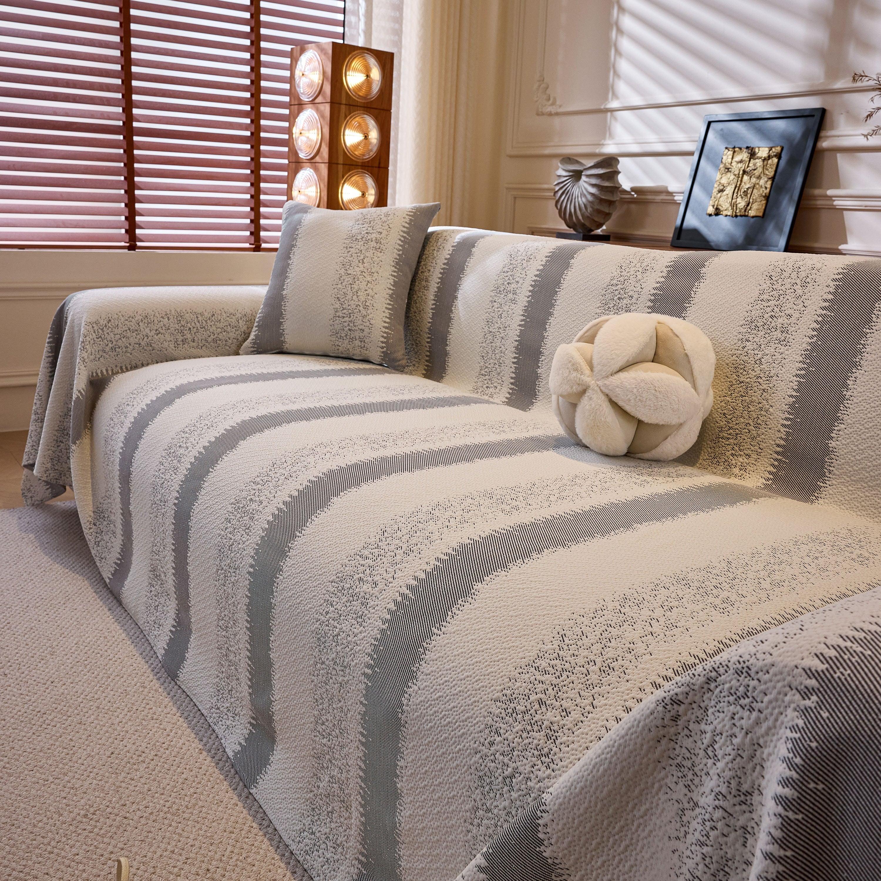 Modern Striped Sofa Throw Blanket, Lightweight Couch Cover for Summer Seating - Image 57