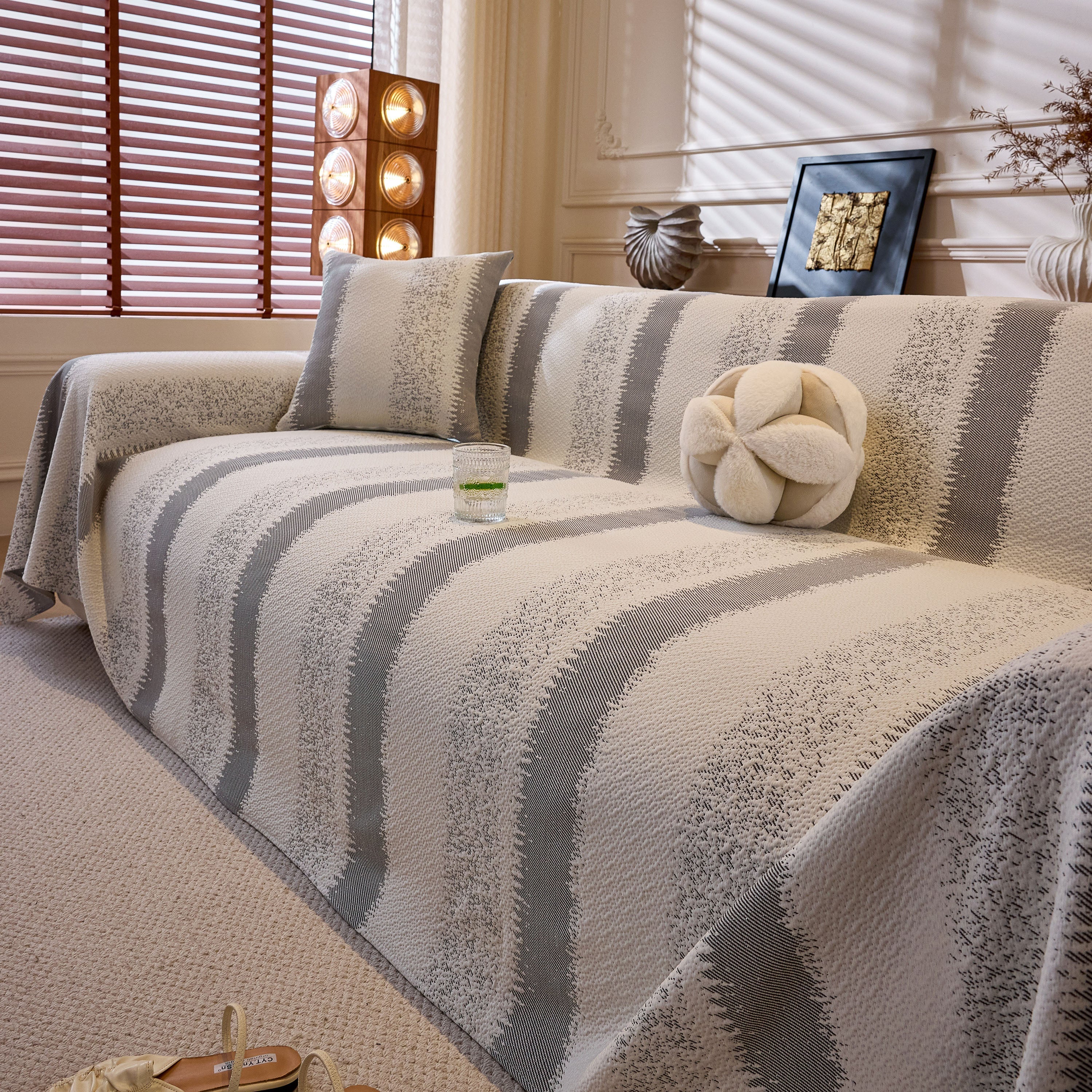 Modern Striped Sofa Throw Blanket, Lightweight Couch Cover for Summer Seating - Image 58