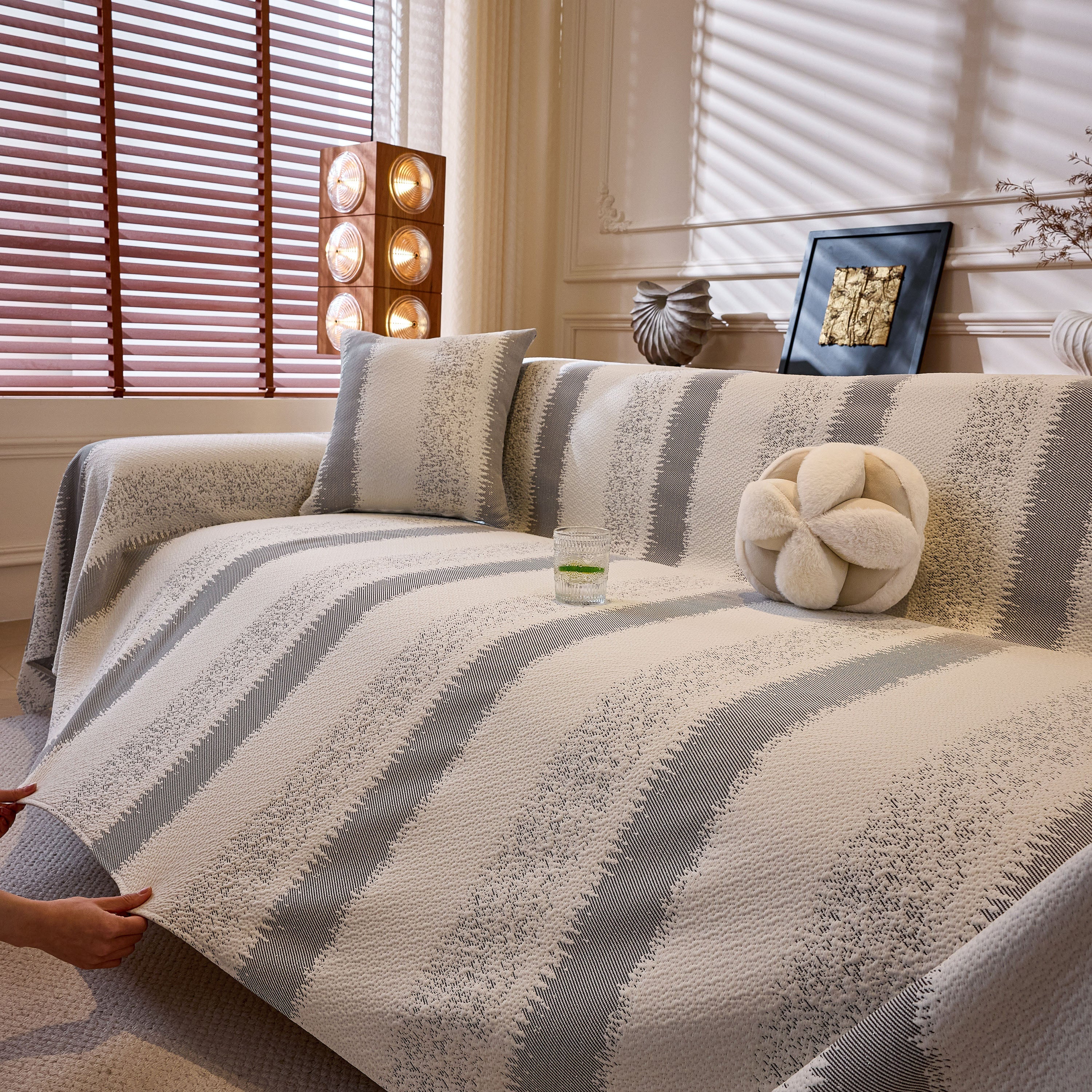 Modern Striped Sofa Throw Blanket, Lightweight Couch Cover for Summer Seating - Image 59