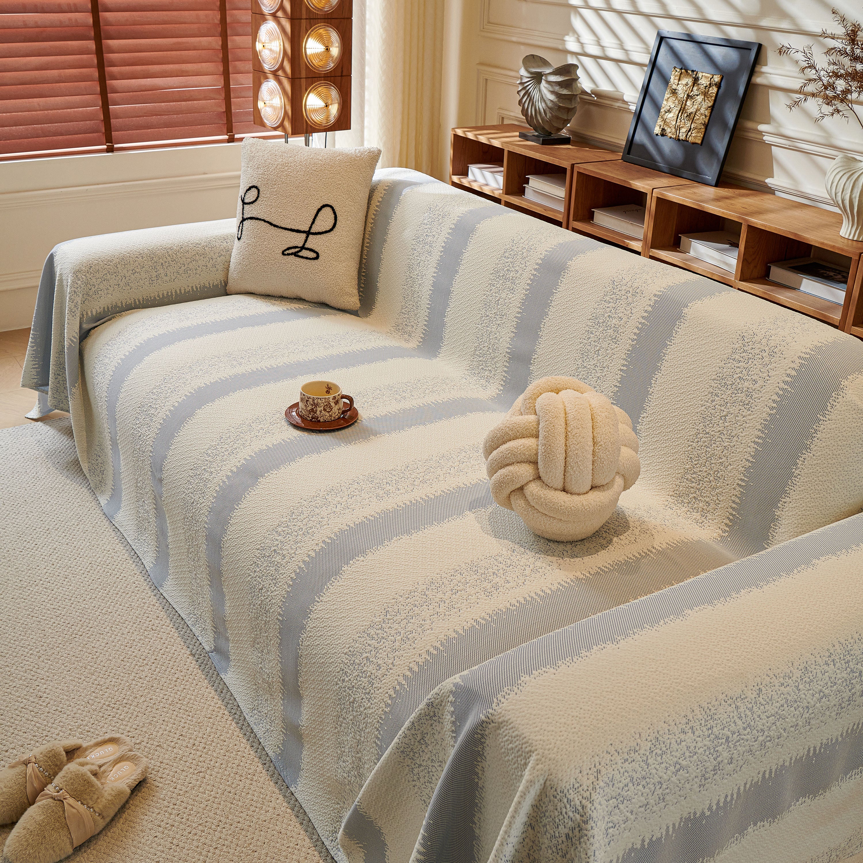 Modern Striped Sofa Throw Blanket, Lightweight Couch Cover for Summer Seating - Image 6