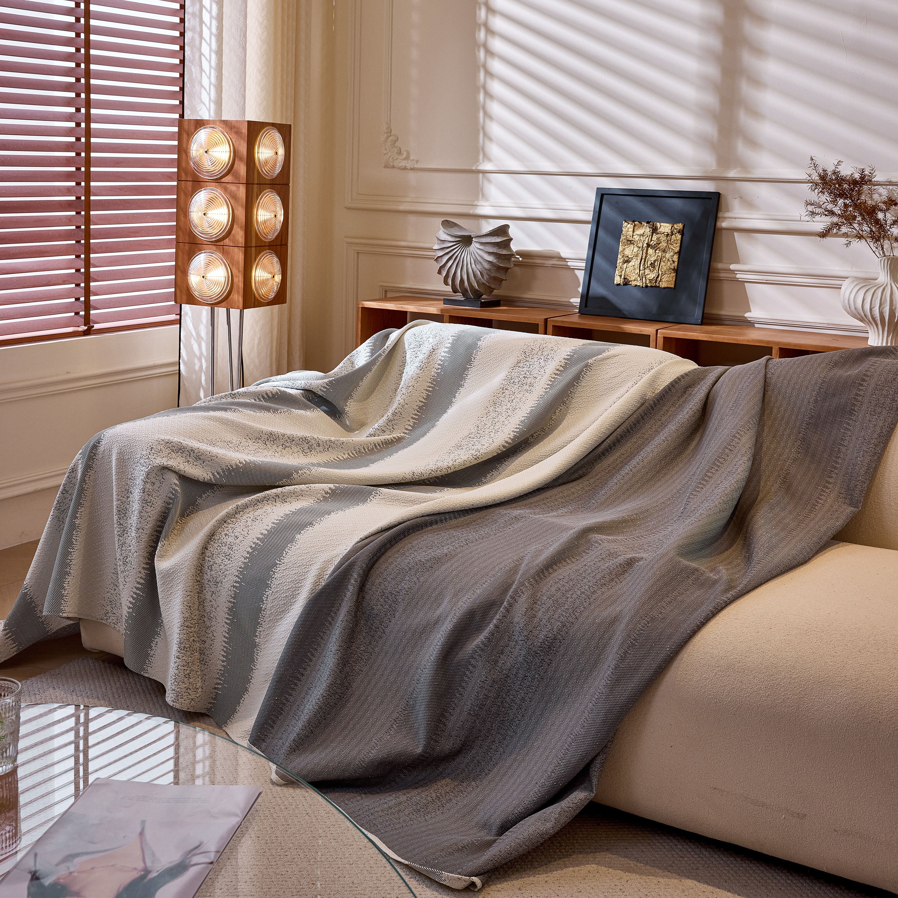 Modern Striped Sofa Throw Blanket, Lightweight Couch Cover for Summer Seating - Image 62