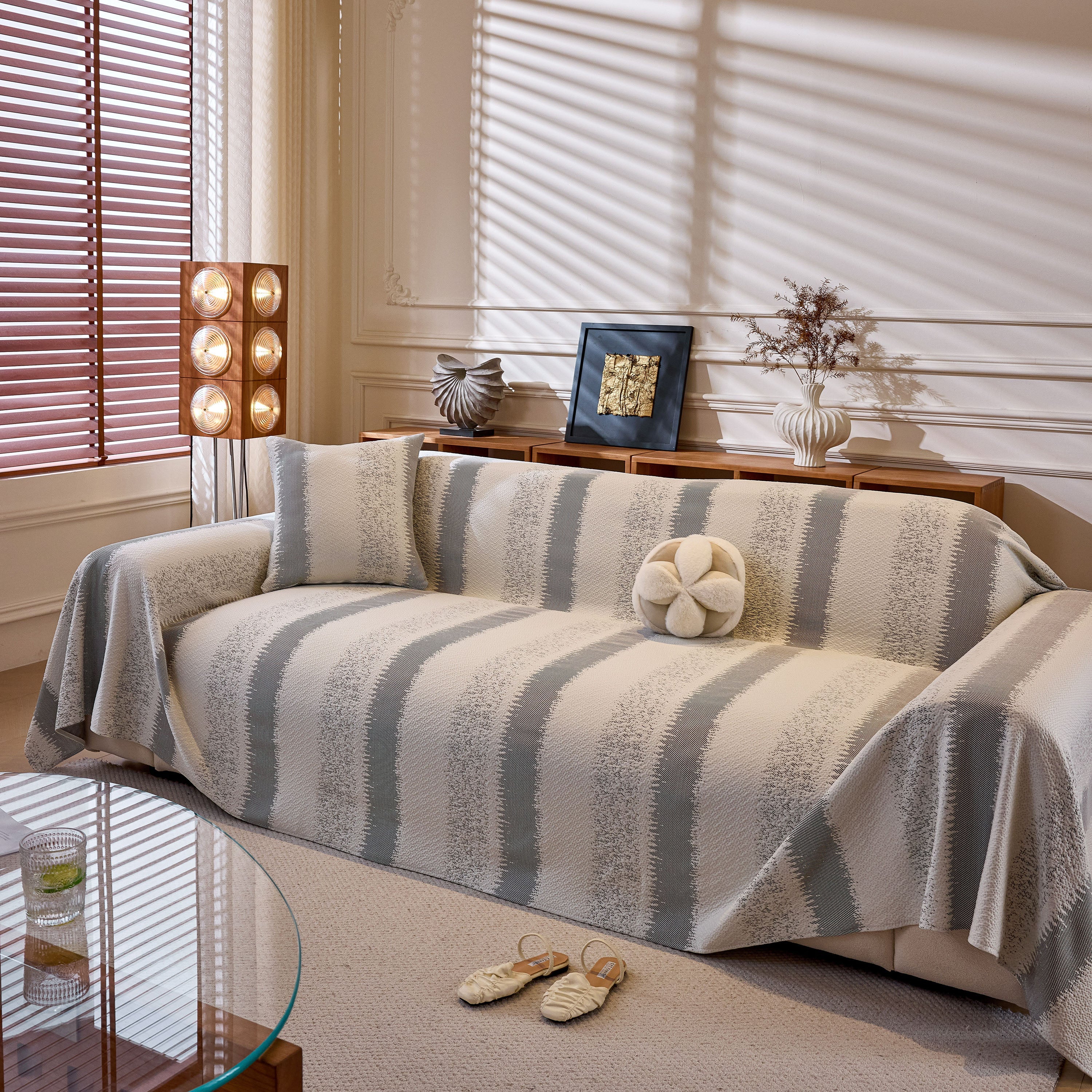 Modern Striped Sofa Throw Blanket, Lightweight Couch Cover for Summer Seating - Image 65