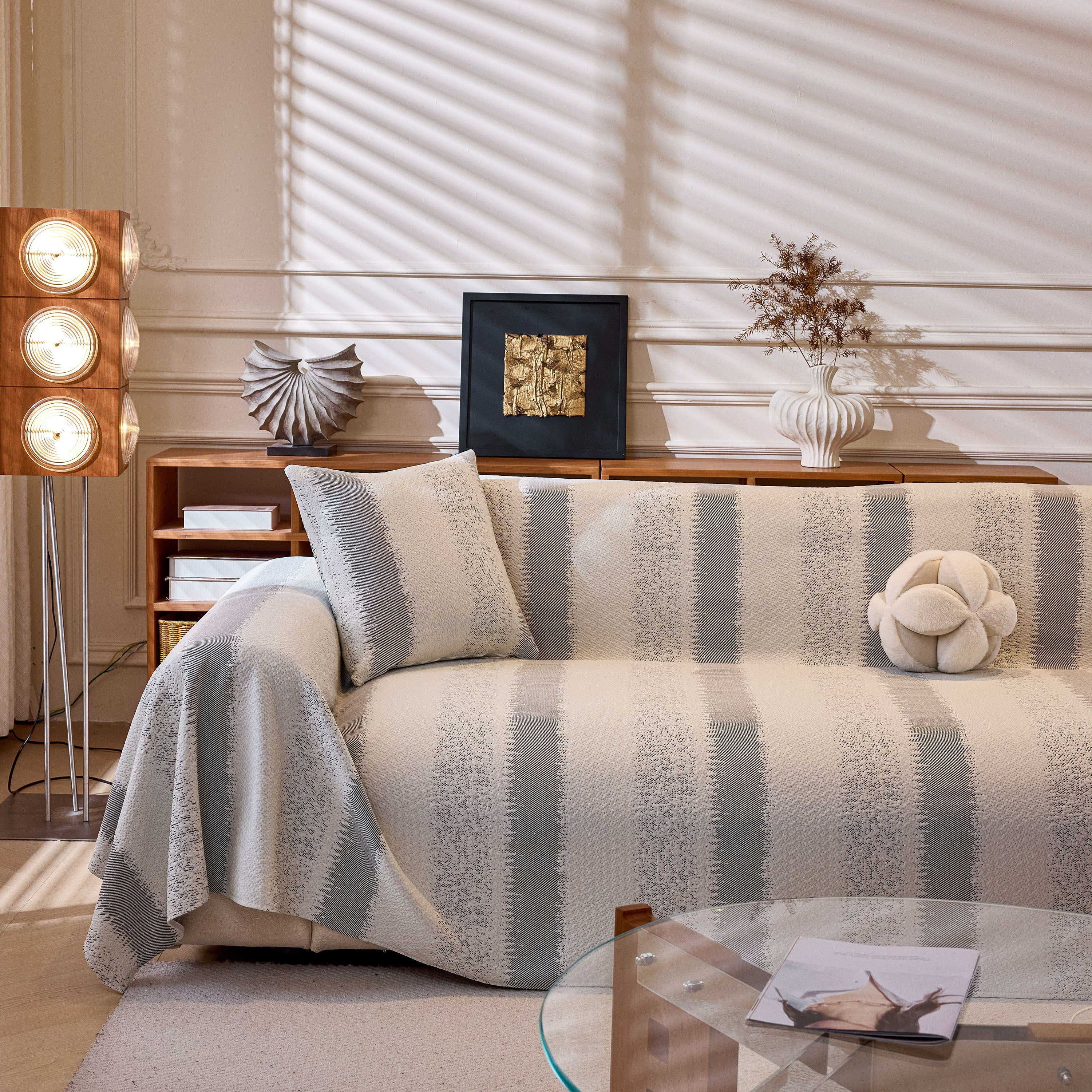 Modern Striped Sofa Throw Blanket, Lightweight Couch Cover for Summer Seating - Image 66