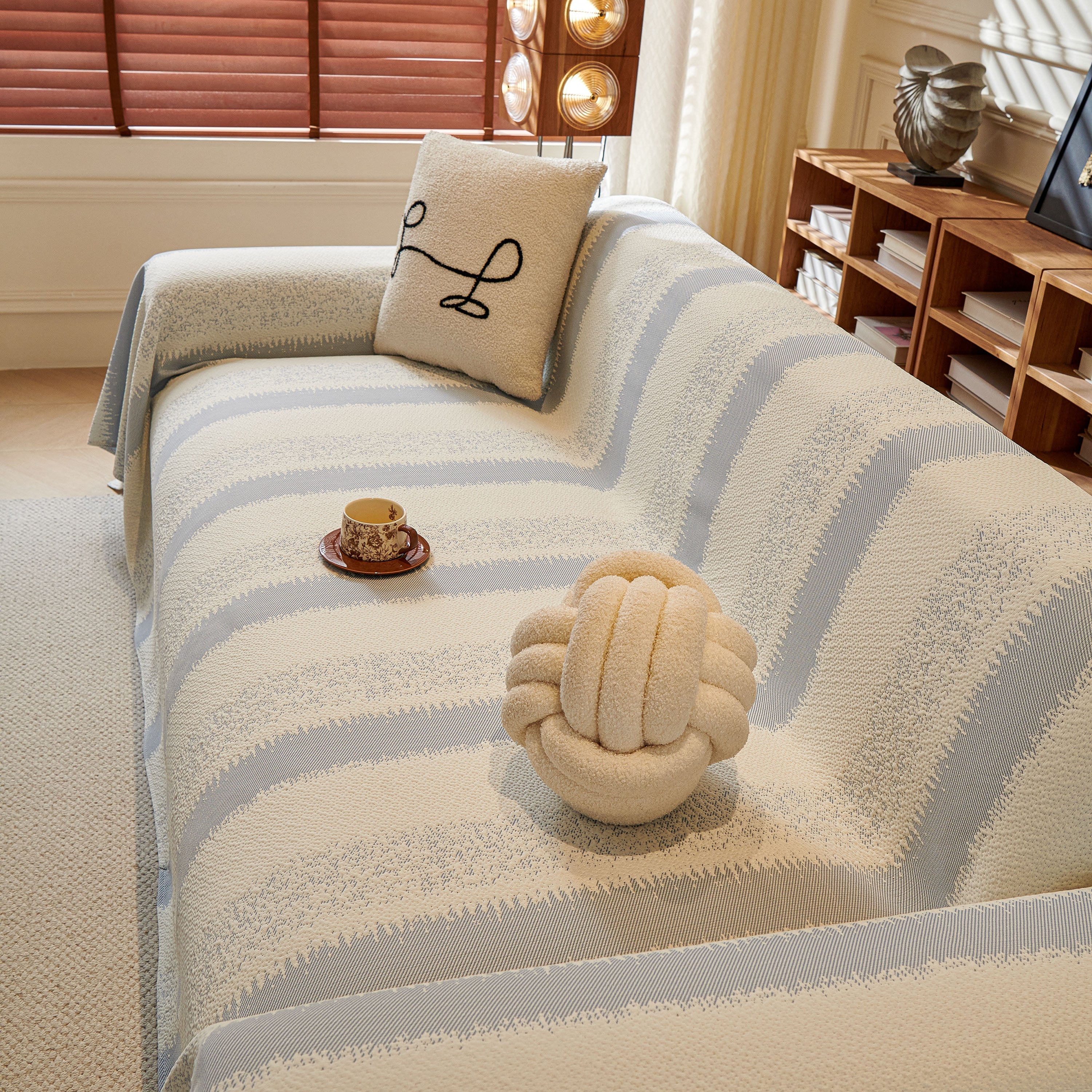 Modern Striped Sofa Throw Blanket, Lightweight Couch Cover for Summer Seating - Image 7