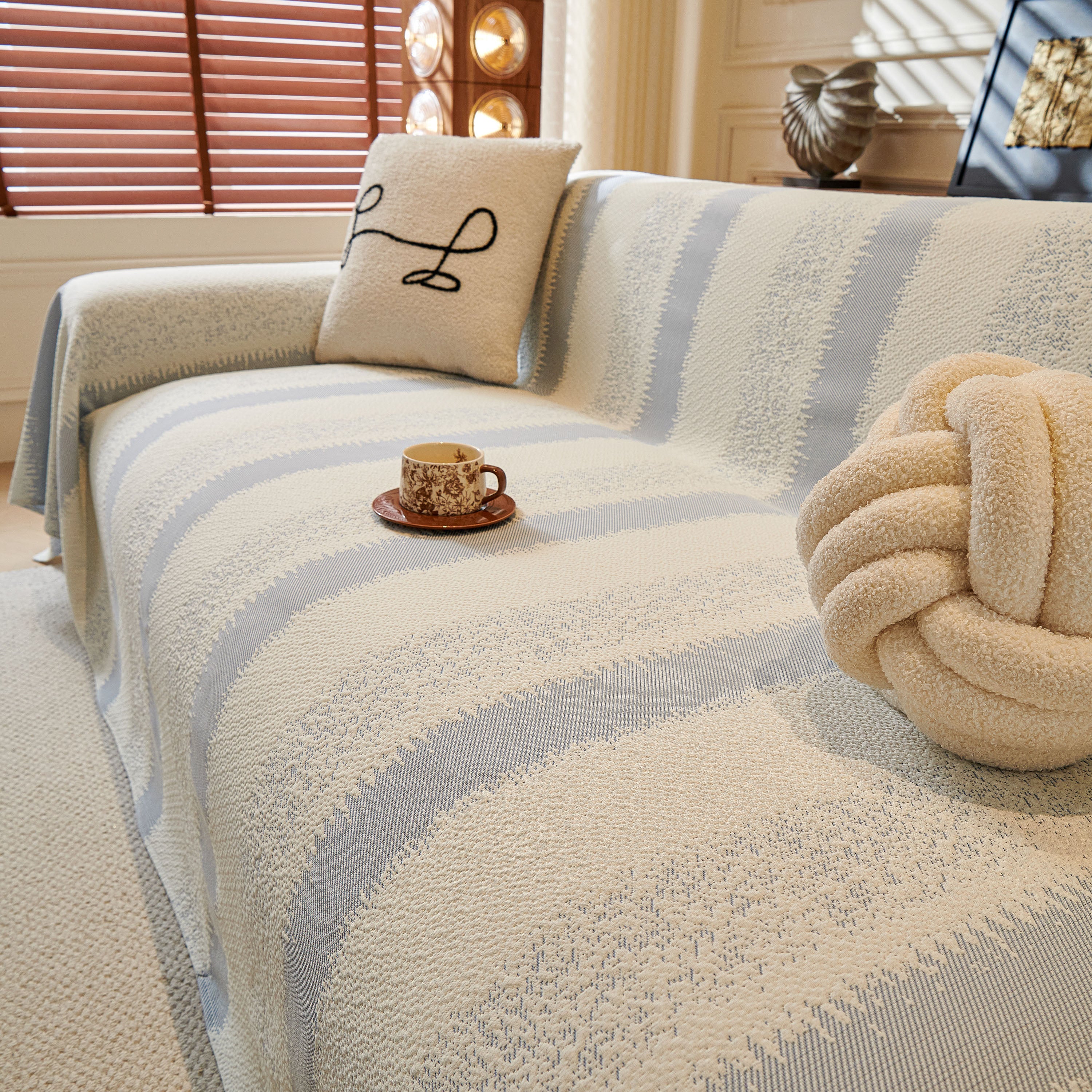 Modern Striped Sofa Throw Blanket, Lightweight Couch Cover for Summer Seating - Image 8