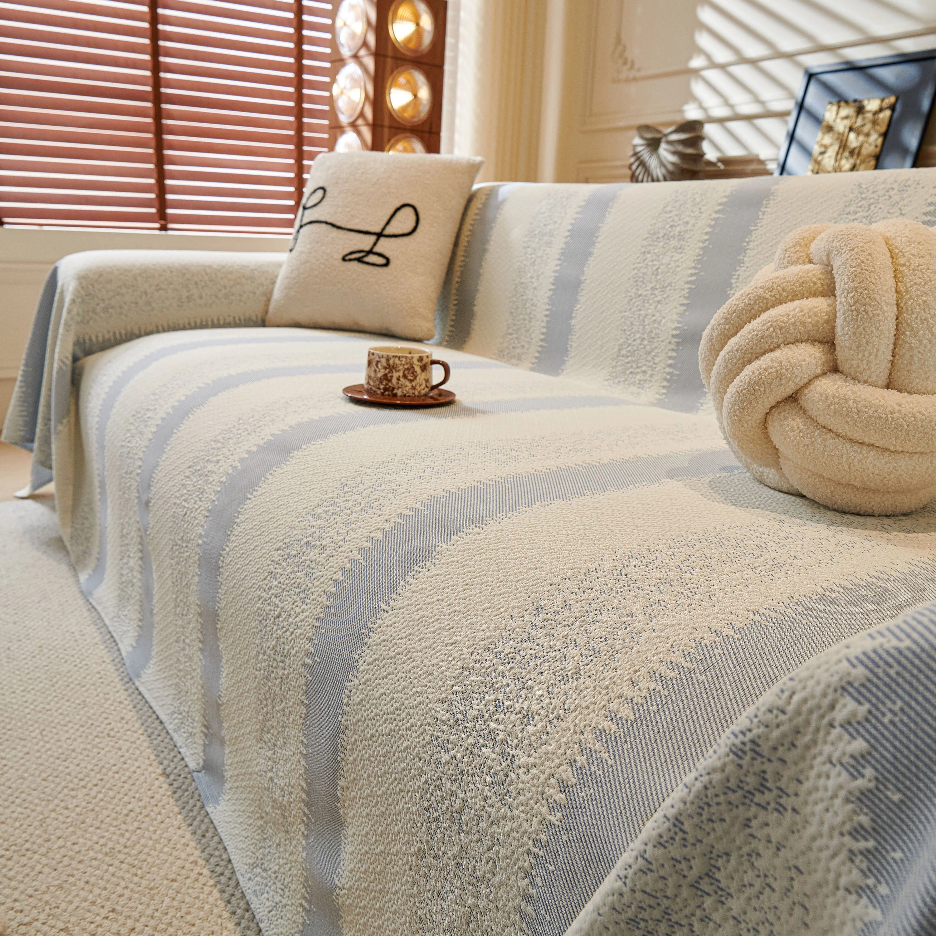 Modern Striped Sofa Throw Blanket, Lightweight Couch Cover for Summer Seating - Image 9