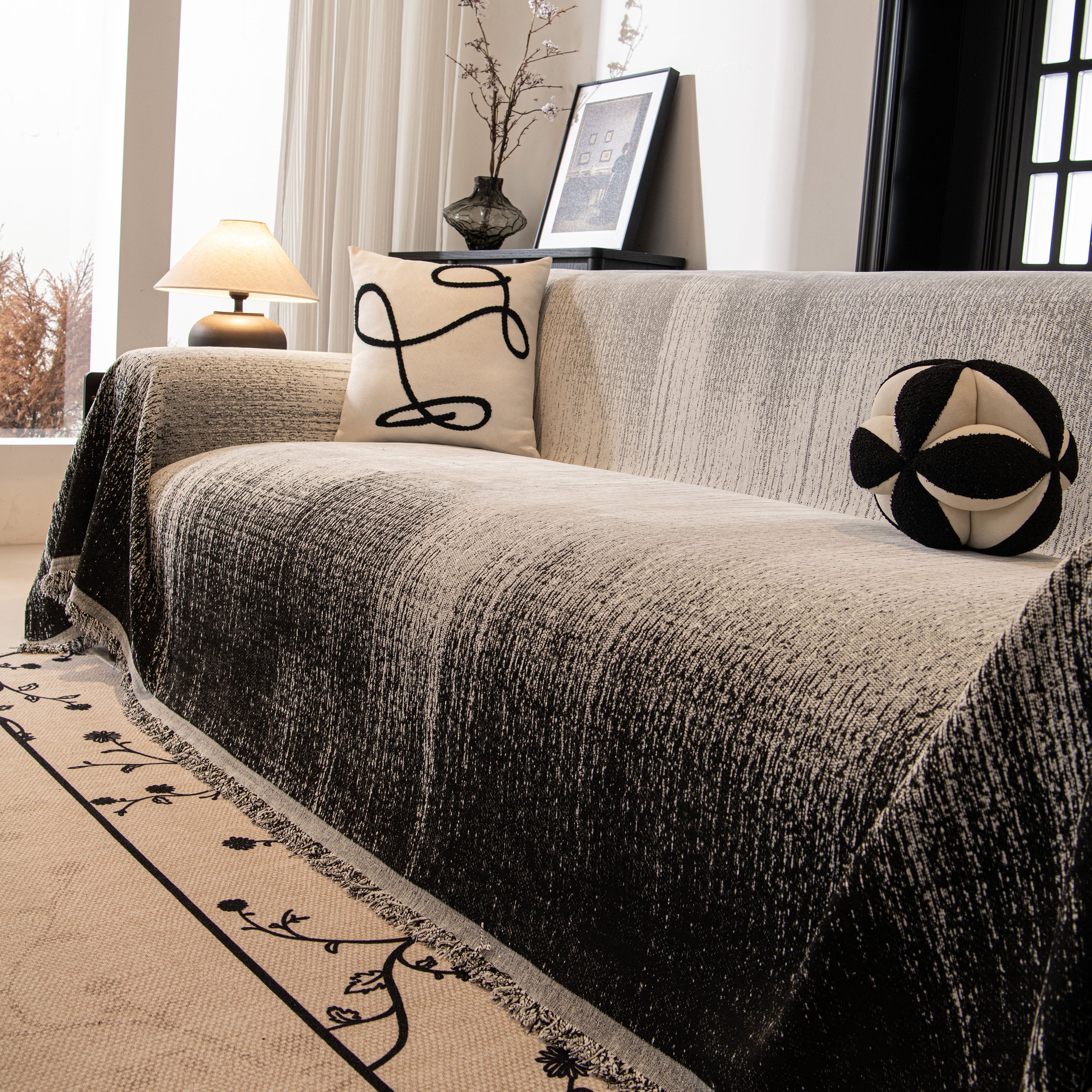 Modern Textured Sofa Cover Blanket, Tightly Woven Pet Sofa Throw for Sectional Couches