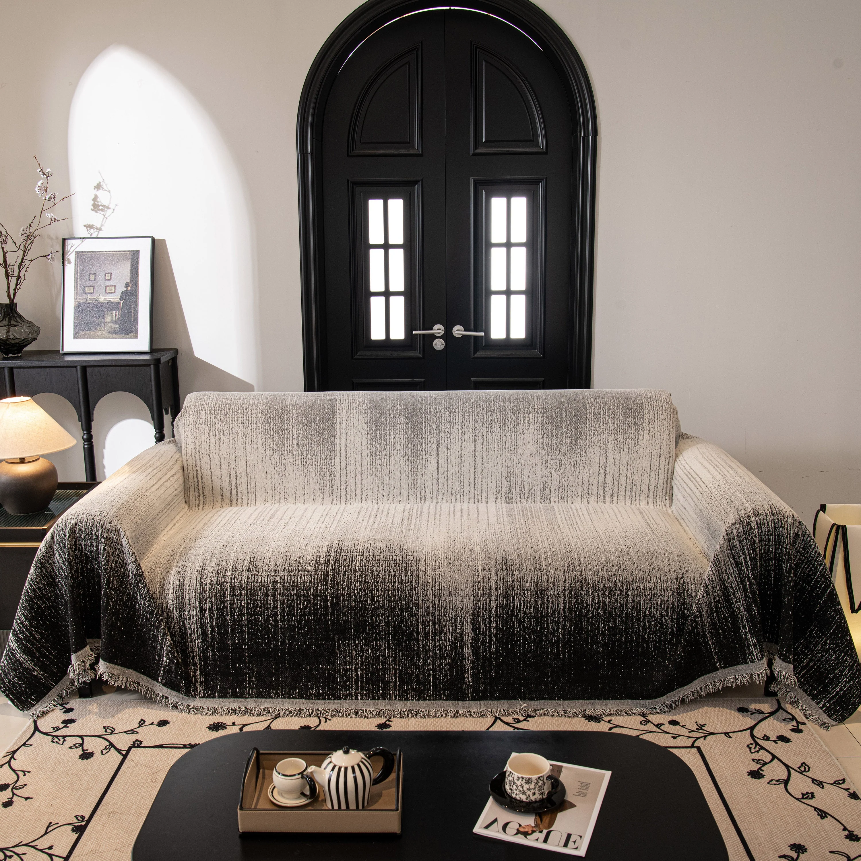 Modern Textured Sofa Cover Blanket, Tightly Woven Pet Sofa Throw for Sectional Couches - Image 2