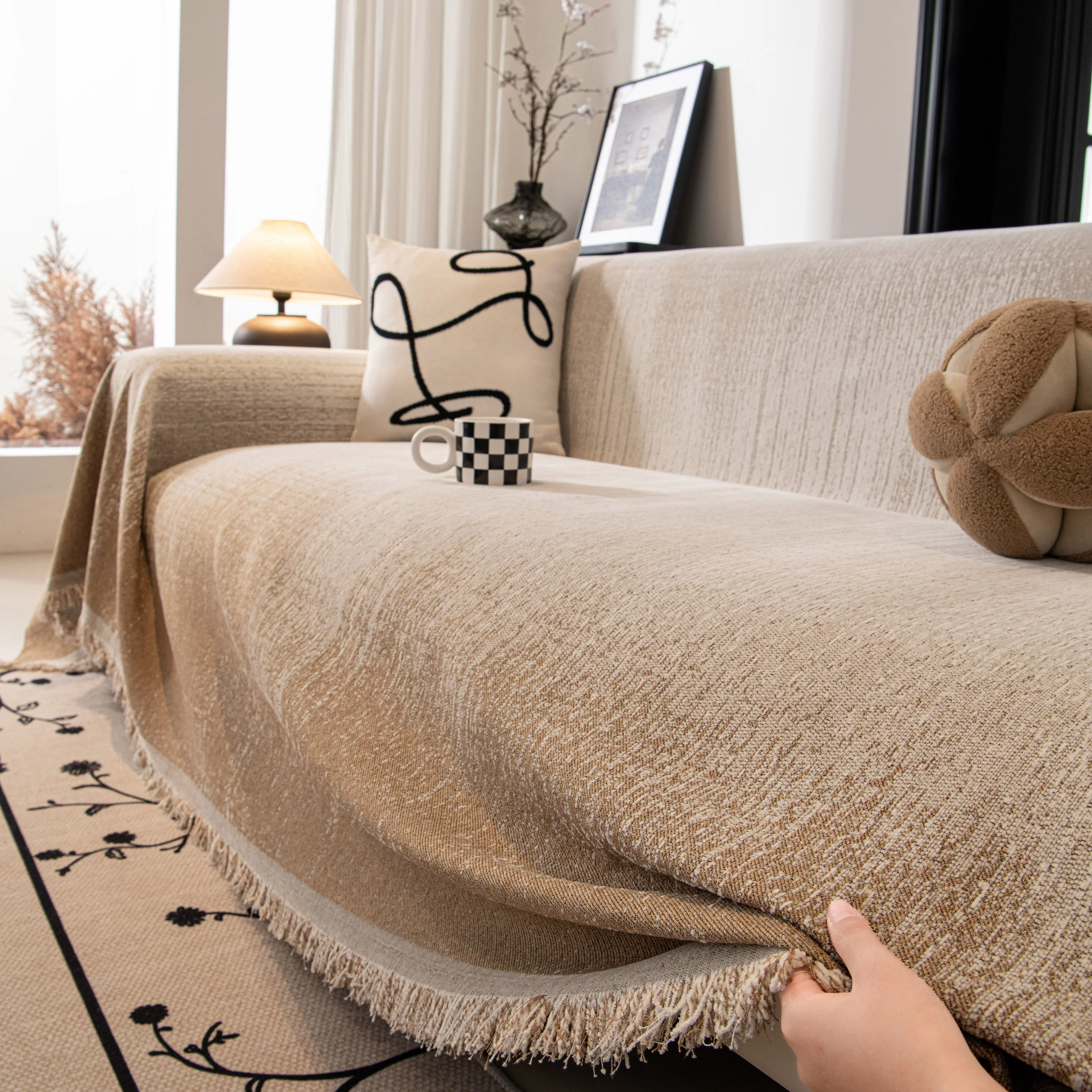 Modern Textured Sofa Cover Blanket, Tightly Woven Pet Sofa Throw for Sectional Couches - Image 46