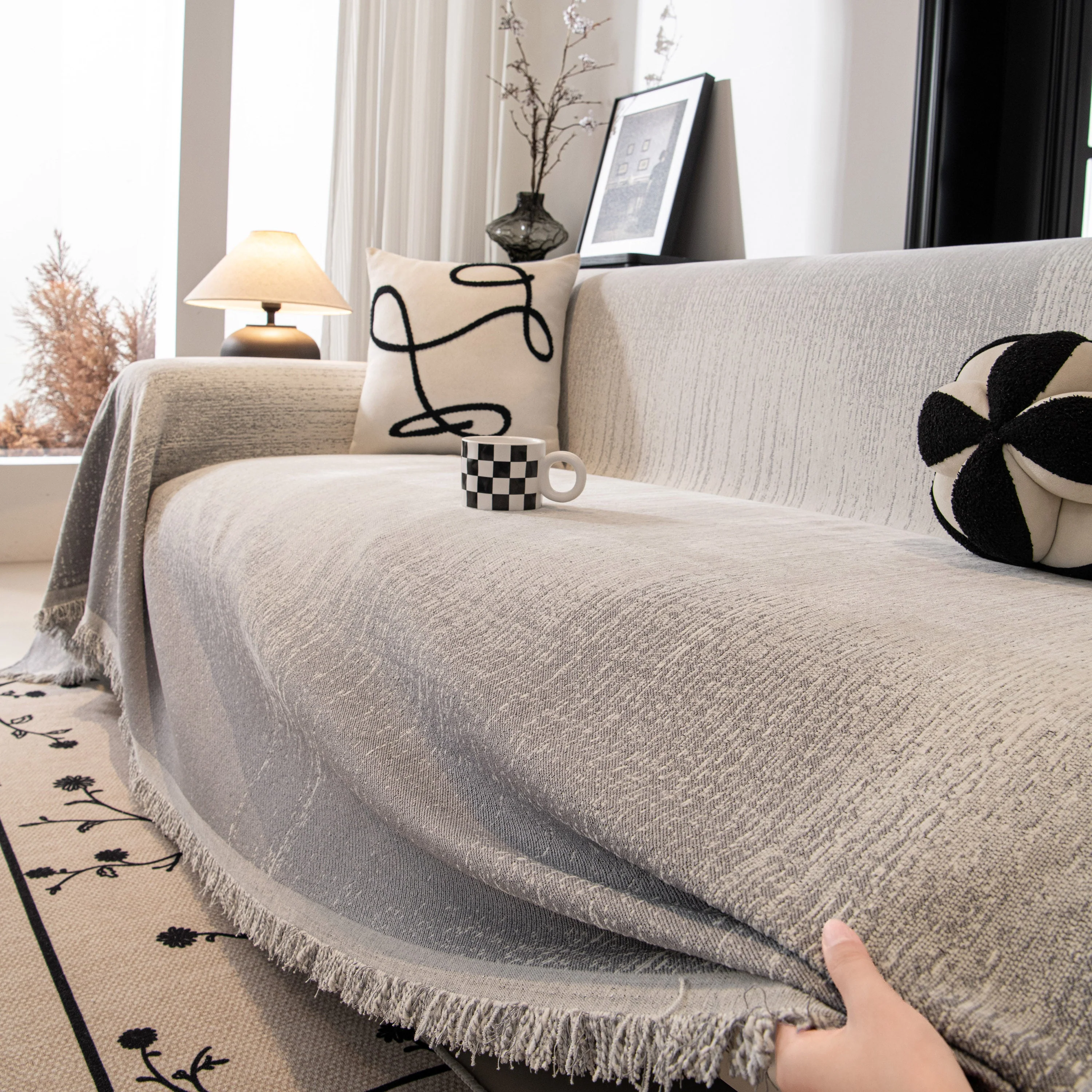 Modern Textured Sofa Cover Blanket, Tightly Woven Pet Sofa Throw for Sectional Couches - Image 87