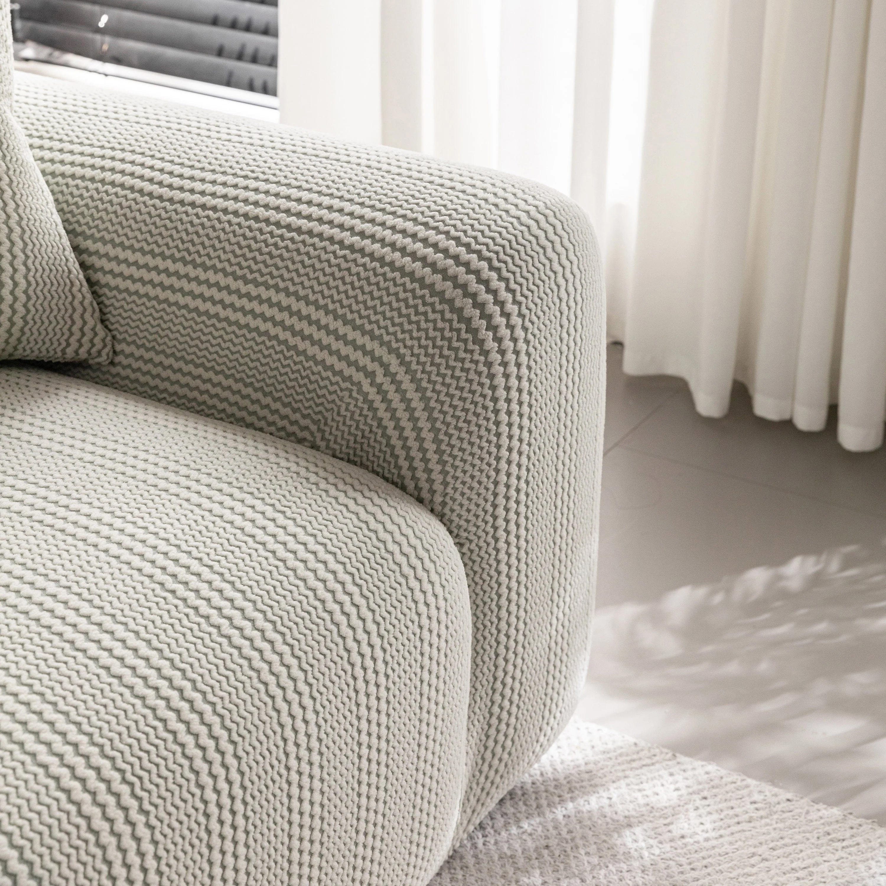 Modern Textured Stretch Sofa Cover, Plush Fleece Sofa Slipcover with 3D Stripe Texture - Image 50