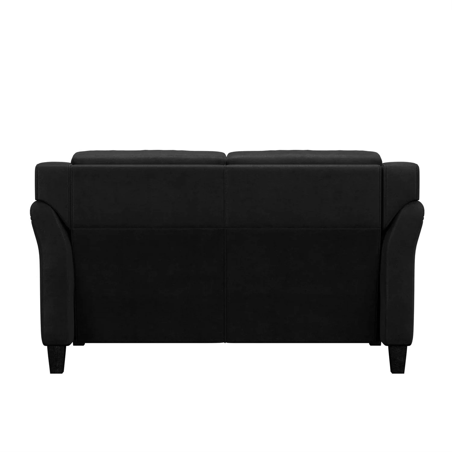 Modern Upholstered Loveseat Sofa in Black Microfiber with Button Tufted Cushions - Image 4