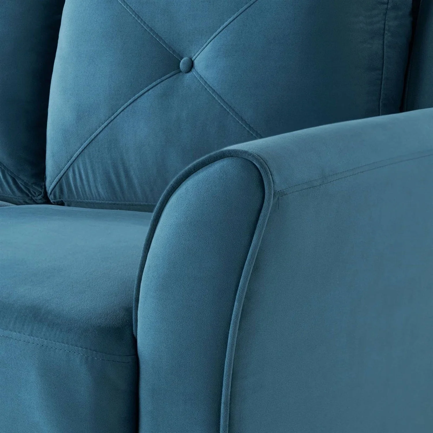 Modern Upholstered Loveseat Sofa in Blue Microfiber with Button Tufted Cushions - Image 3