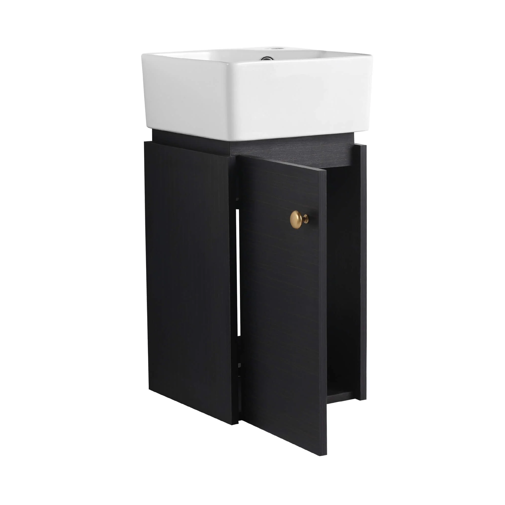 Nuvia Modern Wall-Mounted Bathroom Vanity With Ceramic Sink And Soft Close Door (SAK05214) - Image 10