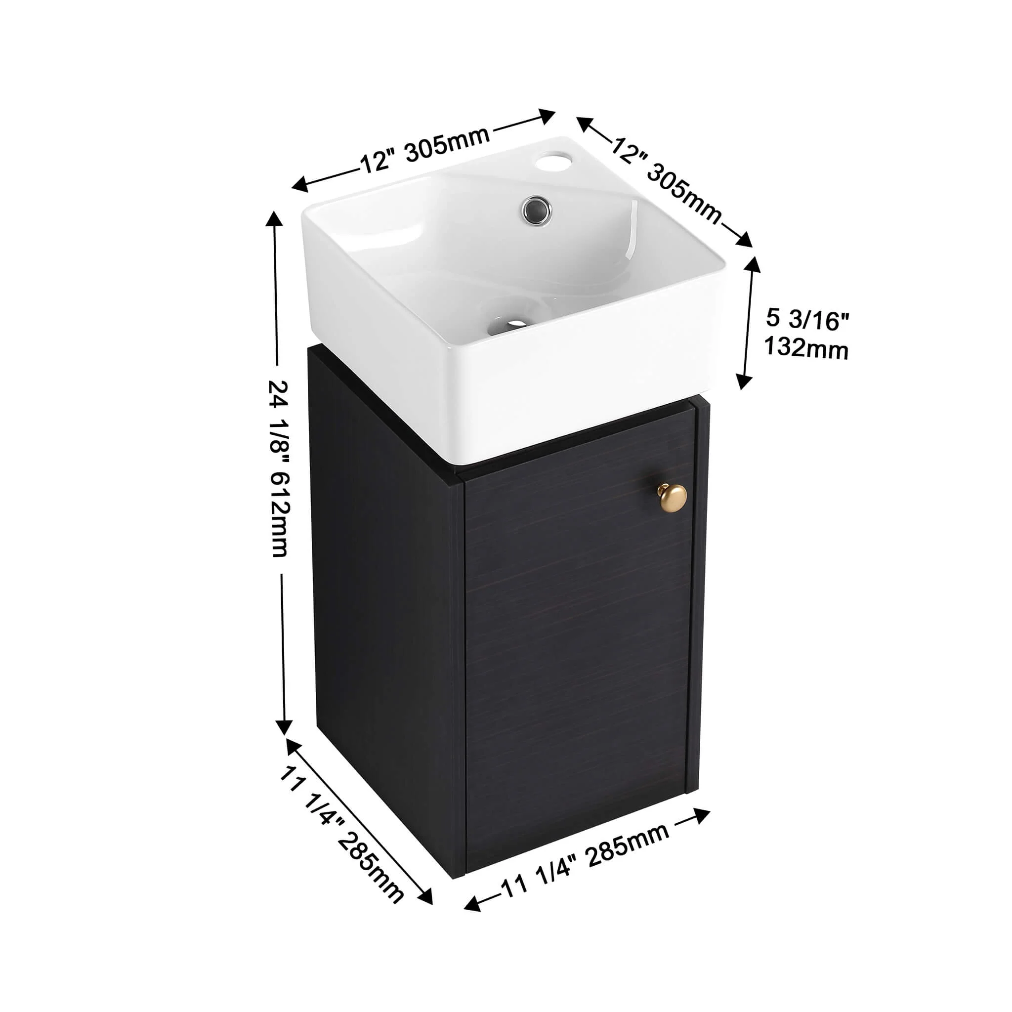 Nuvia Modern Wall-Mounted Bathroom Vanity With Ceramic Sink And Soft Close Door (SAK05214) - Image 21