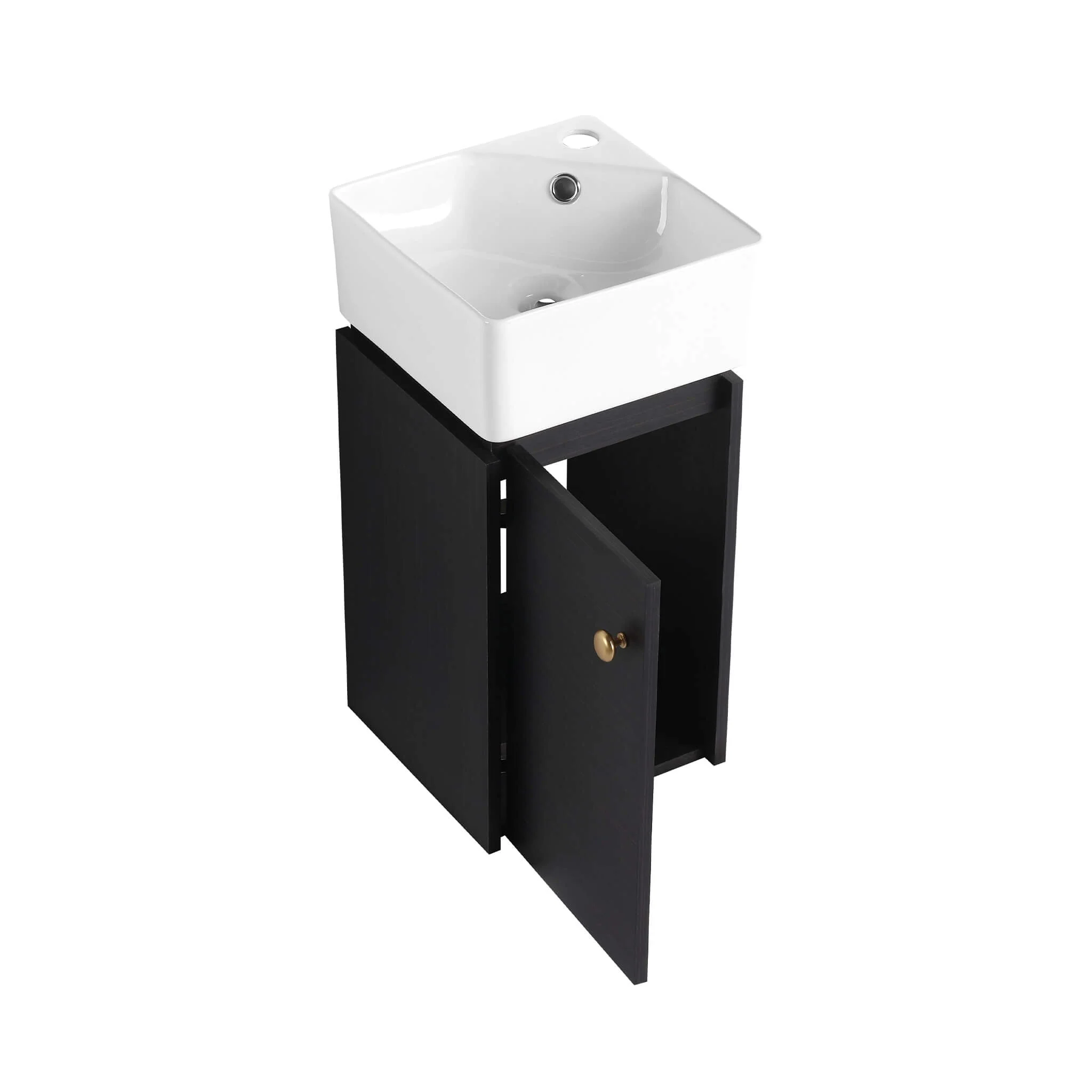 Nuvia Modern Wall-Mounted Bathroom Vanity With Ceramic Sink And Soft Close Door (SAK05214) - Image 8