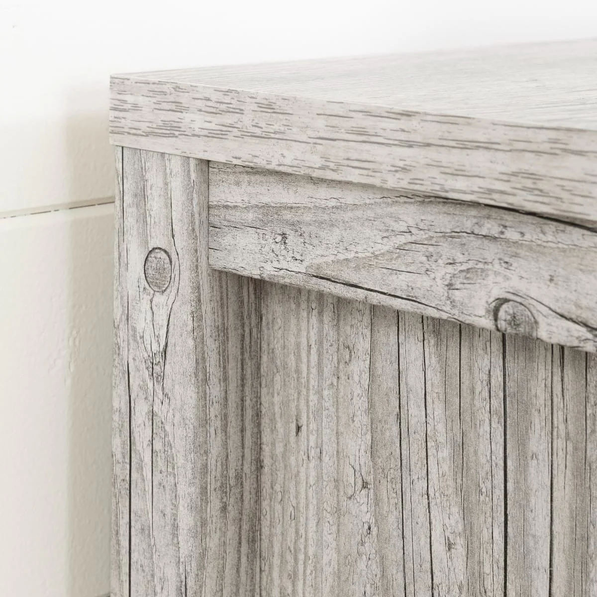 Modern Washed Pine 2 Drawer Nightstand Cubby Storage Shelf - Image 3