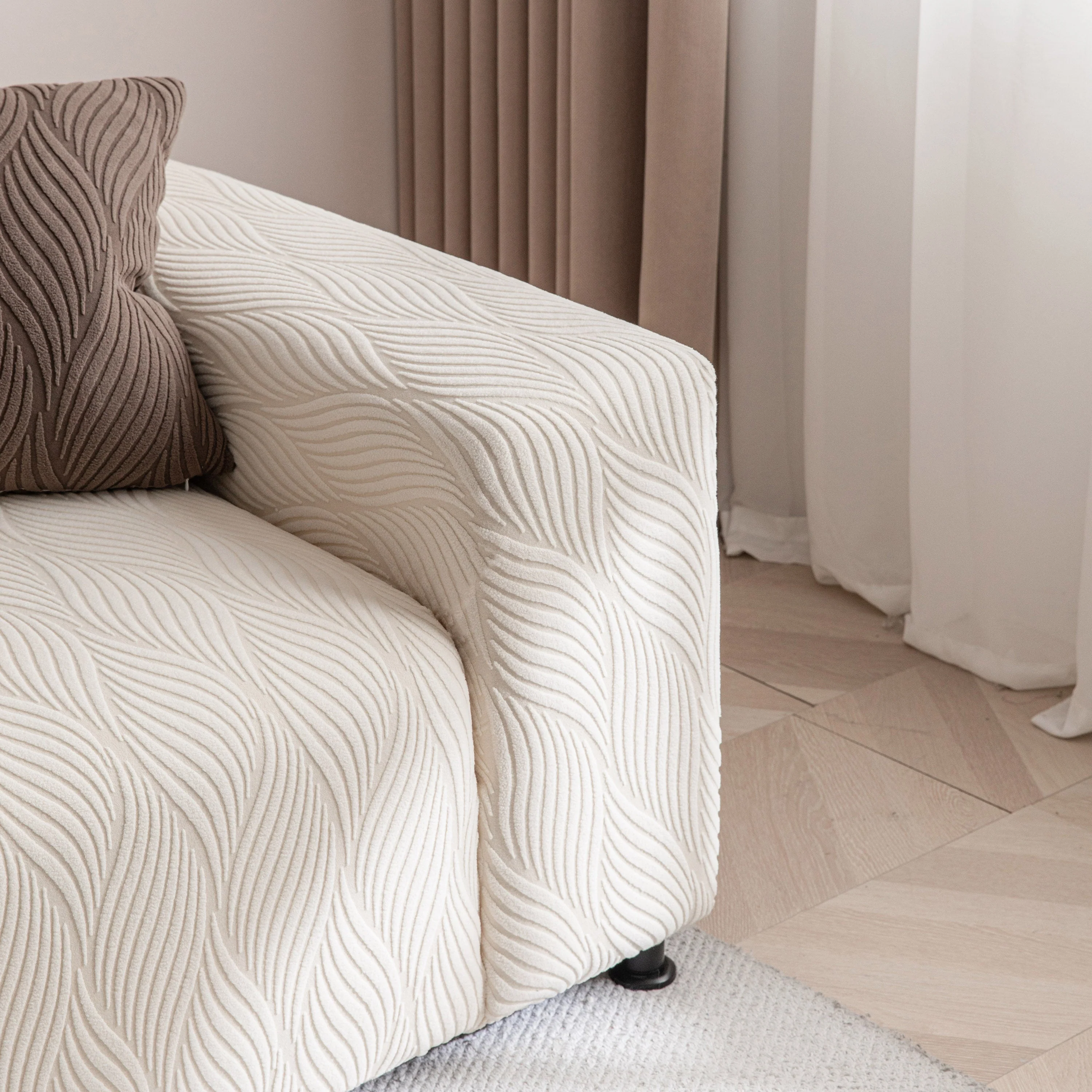 Modern Wavy Jacquard Sofa Slipcover, High Stretch Sofa Cover with 3D Organic Texture - Image 31