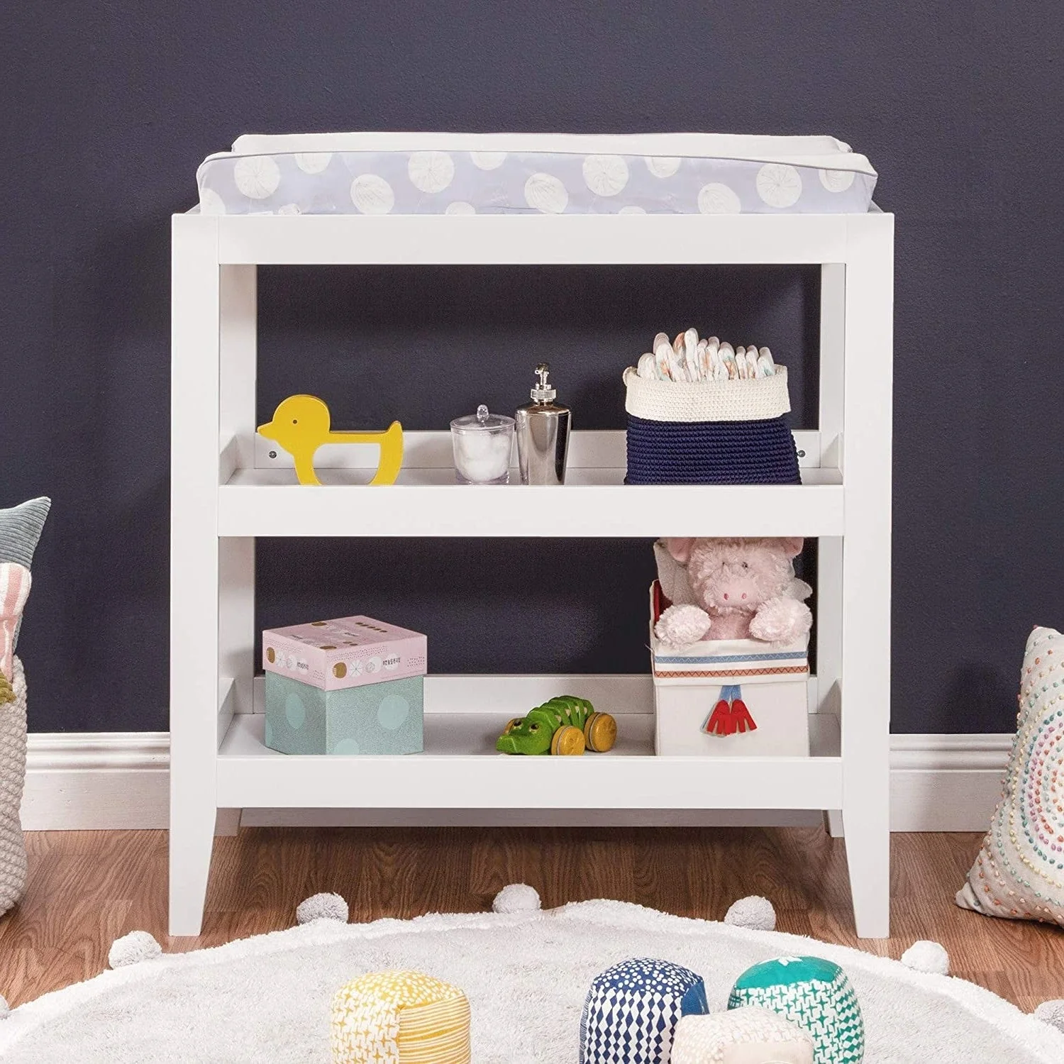 Modern White Baby Changing Table w/ 1-inch Waterproof Changing Pad - Image 2