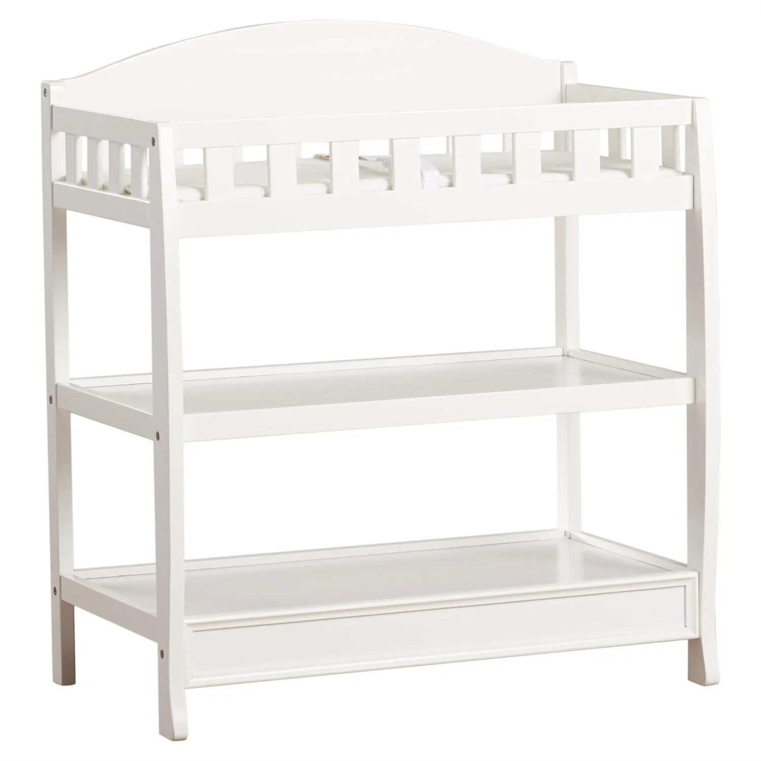Modern White Wooden Baby Changing Table with Safety Rail Pad and Strap - Image 2