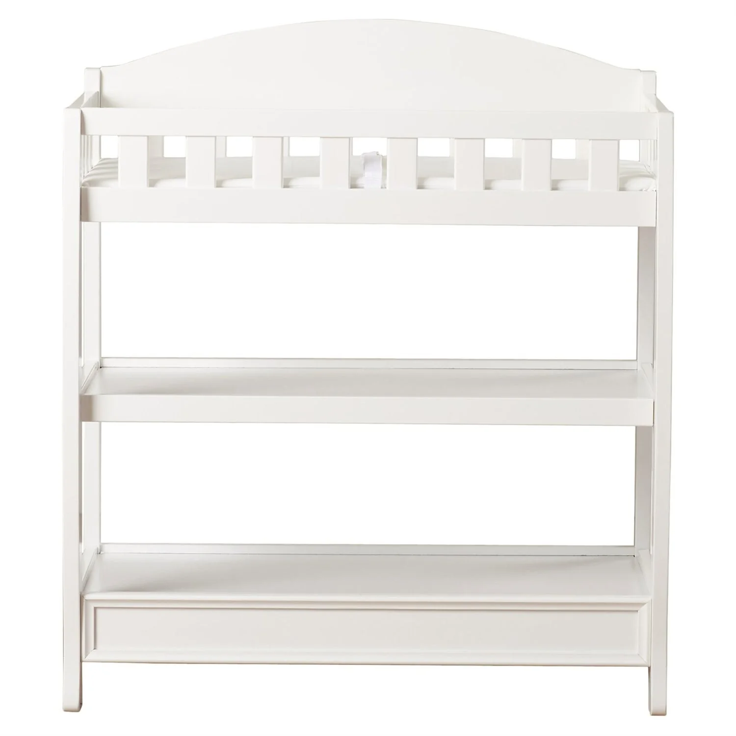 Modern White Wooden Baby Changing Table with Safety Rail Pad and Strap - Image 3