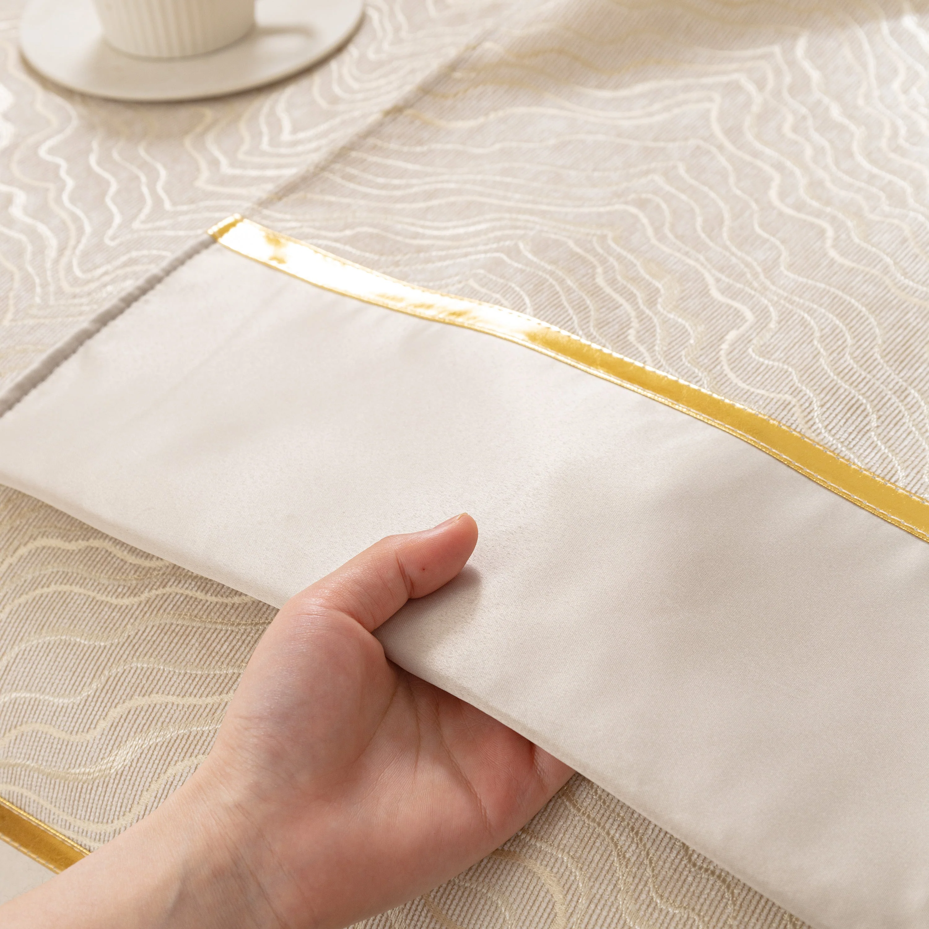 Modular Sofa Cover for Sectionals, Gold Striped Non-Slip Couch Protector - Image 6