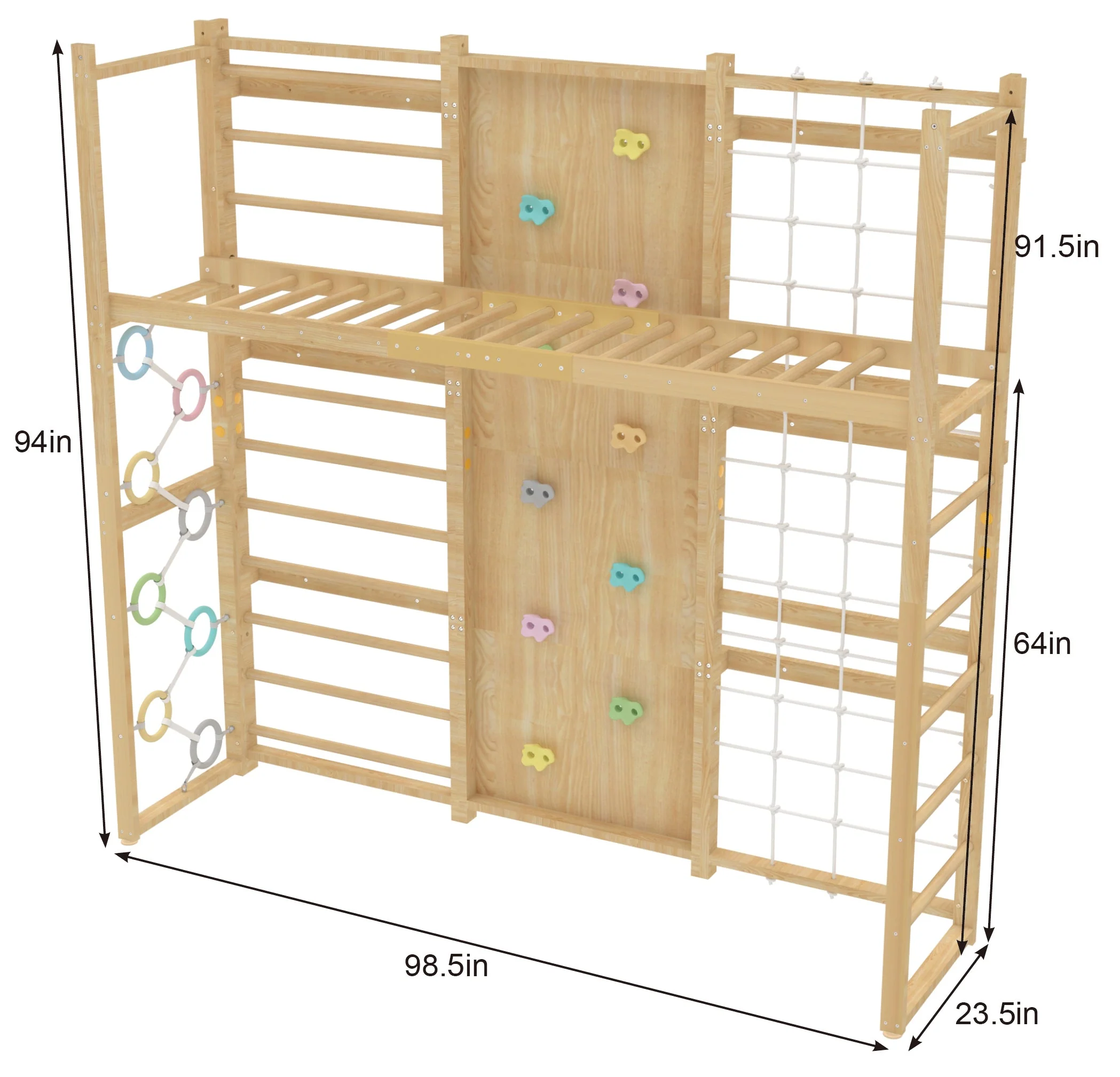 Monkey Bar Attachment – For 95 Inch MODULAR Walnut Swedish Ladder - Image 6