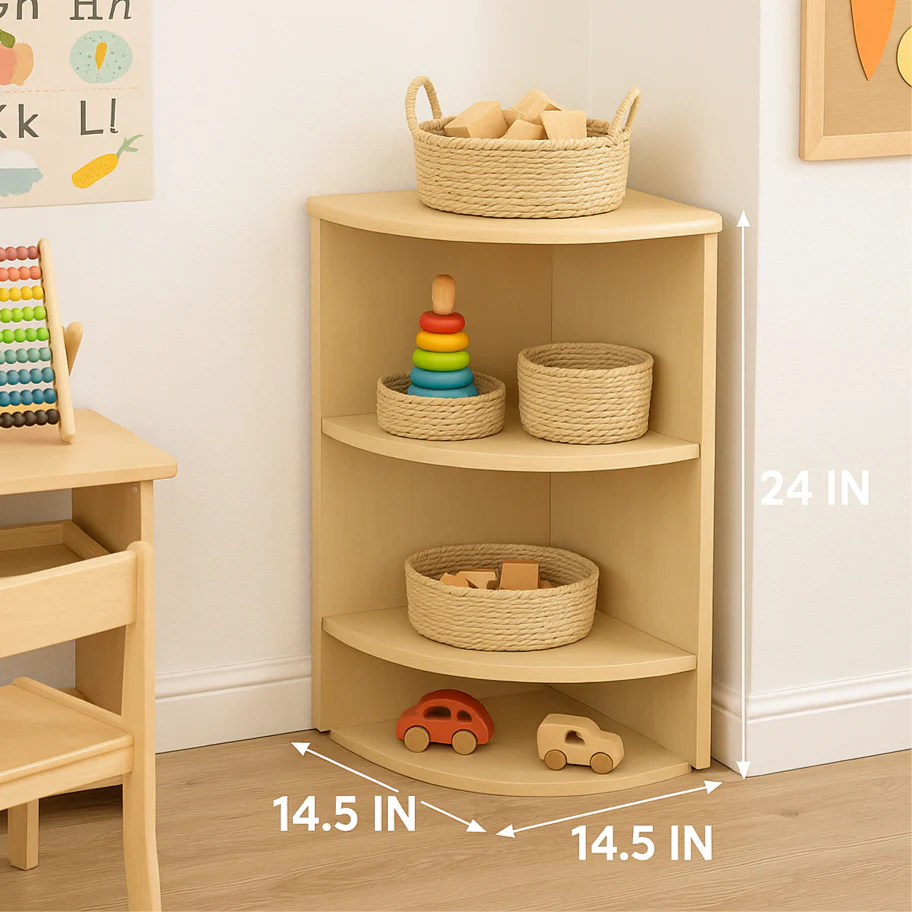 Montessori Classroom Corner Shelf - 24" Tall - Image 6