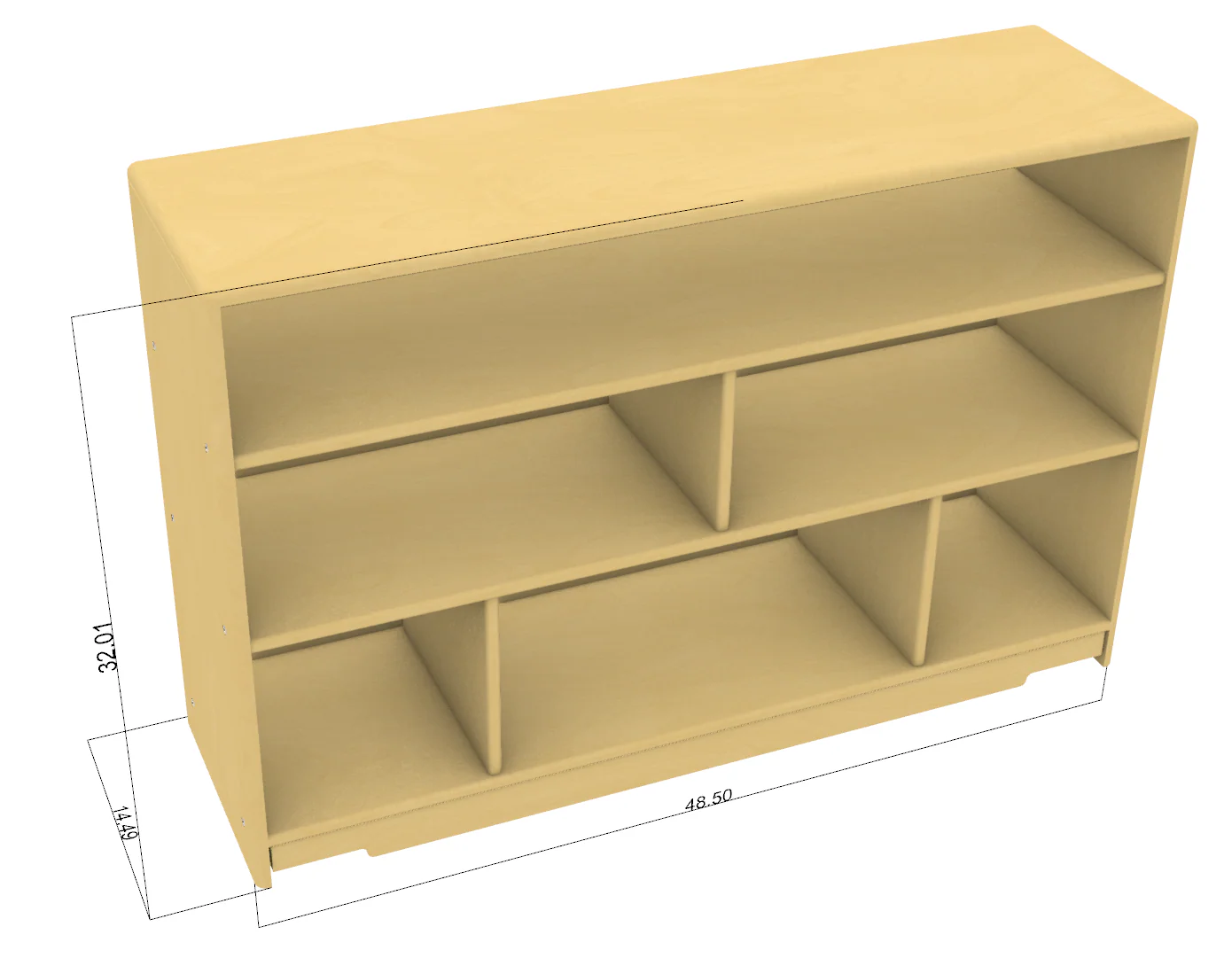 Montessori Classroom Shelf - 4' x 32" - Closed Back - Image 9