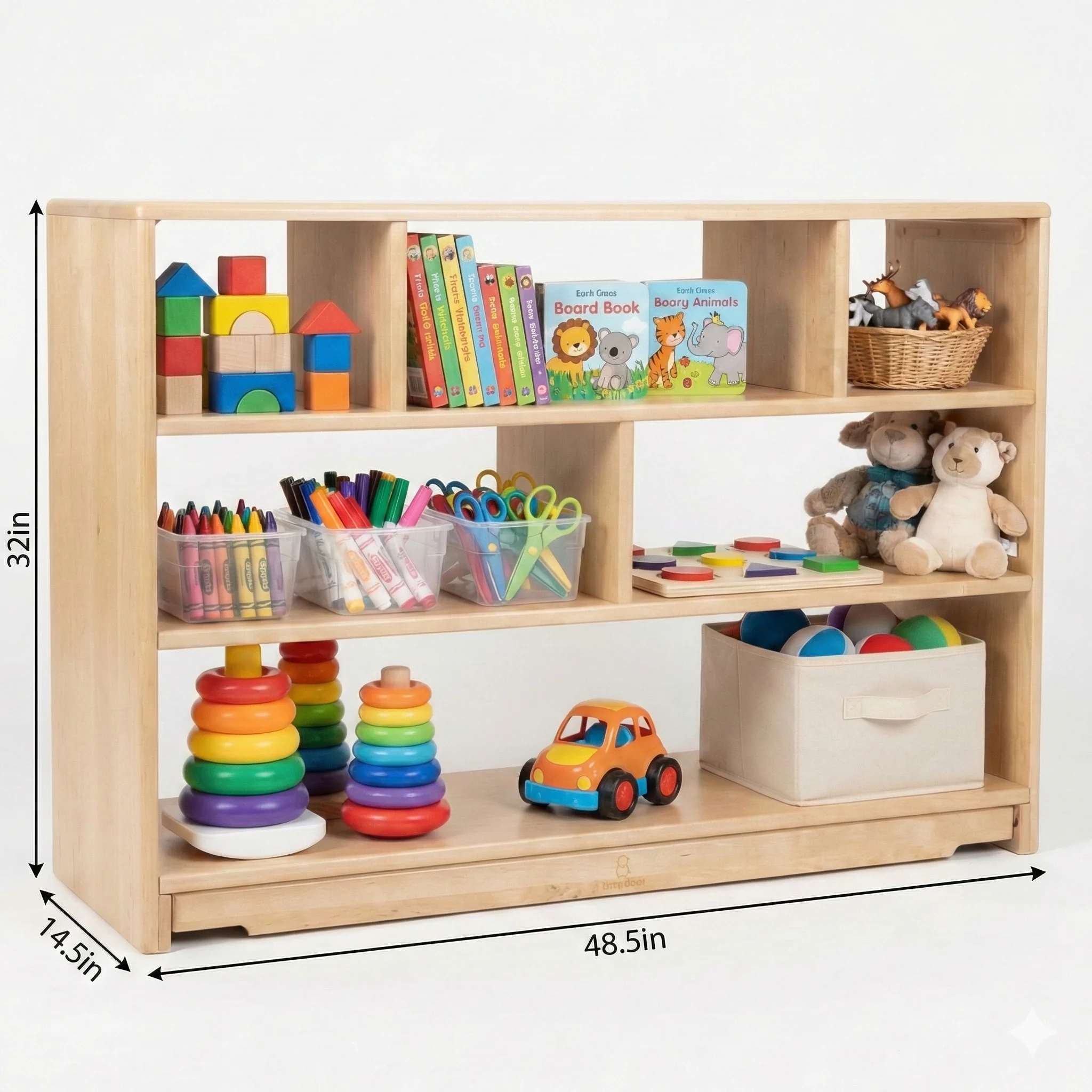 Montessori Classroom Shelf - 4' x 32" - Open Back - Image 4