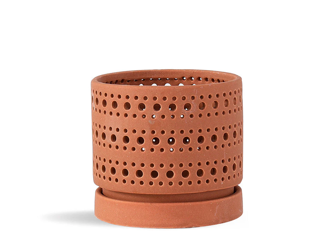 Moon Gate Orchid Planter with Attached Saucer - Sand By Plantatorem - Image 9