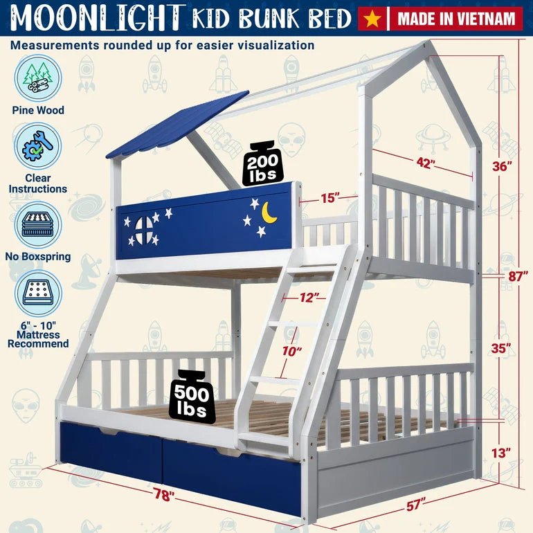 Moonlight Kid Bunk Bed - Stylish and Space-Saving Bunk Bed for Kids - Image 13