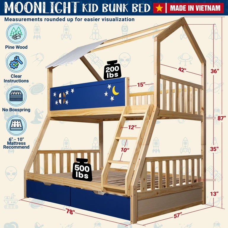 Moonlight Kid Bunk Bed - Stylish and Space-Saving Bunk Bed for Kids - Image 4