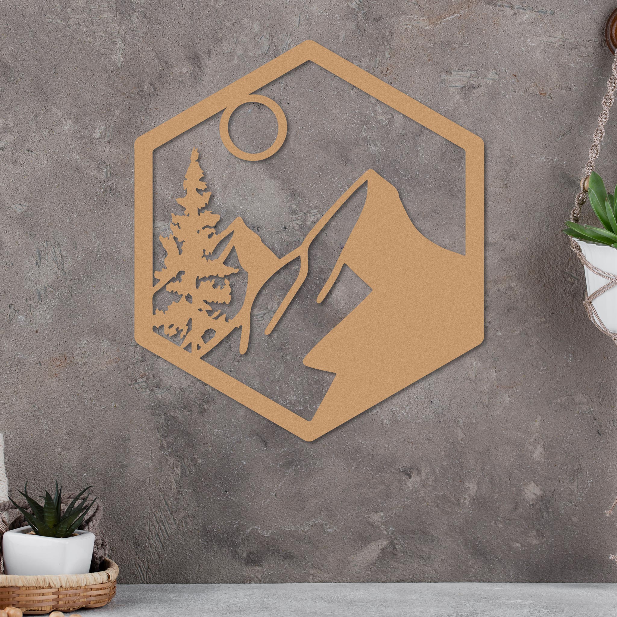 Moonlit Mountain in Hexagon Sign - Image 3