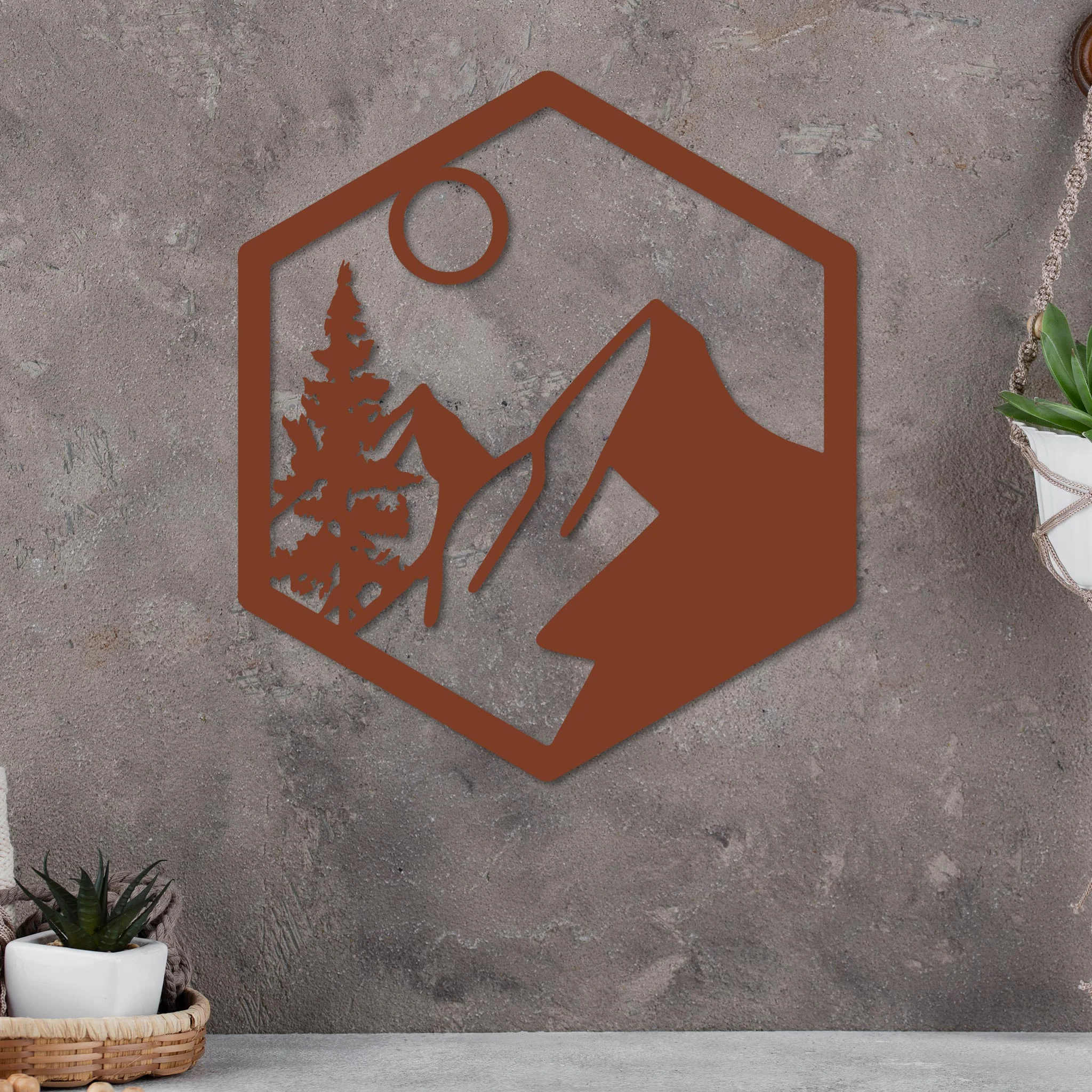 Moonlit Mountain in Hexagon Sign - Image 4
